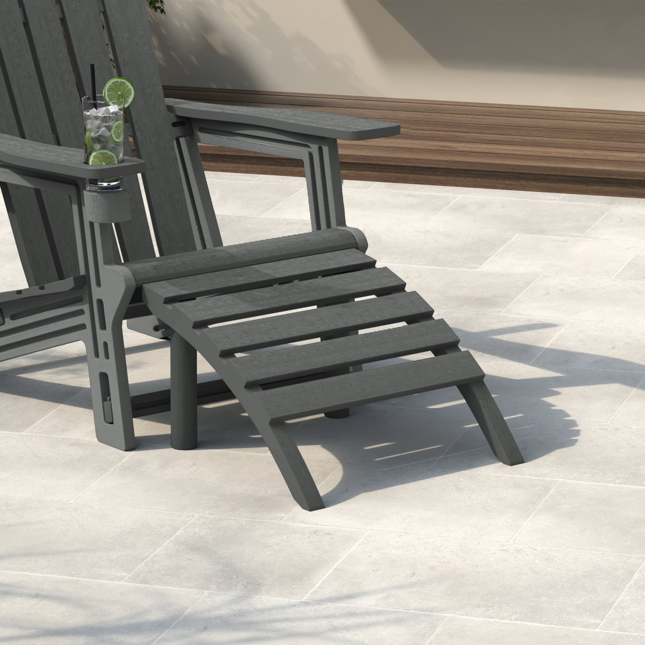Cayman Outdoor Patio HDPE Adirondack Ottoman Footrest