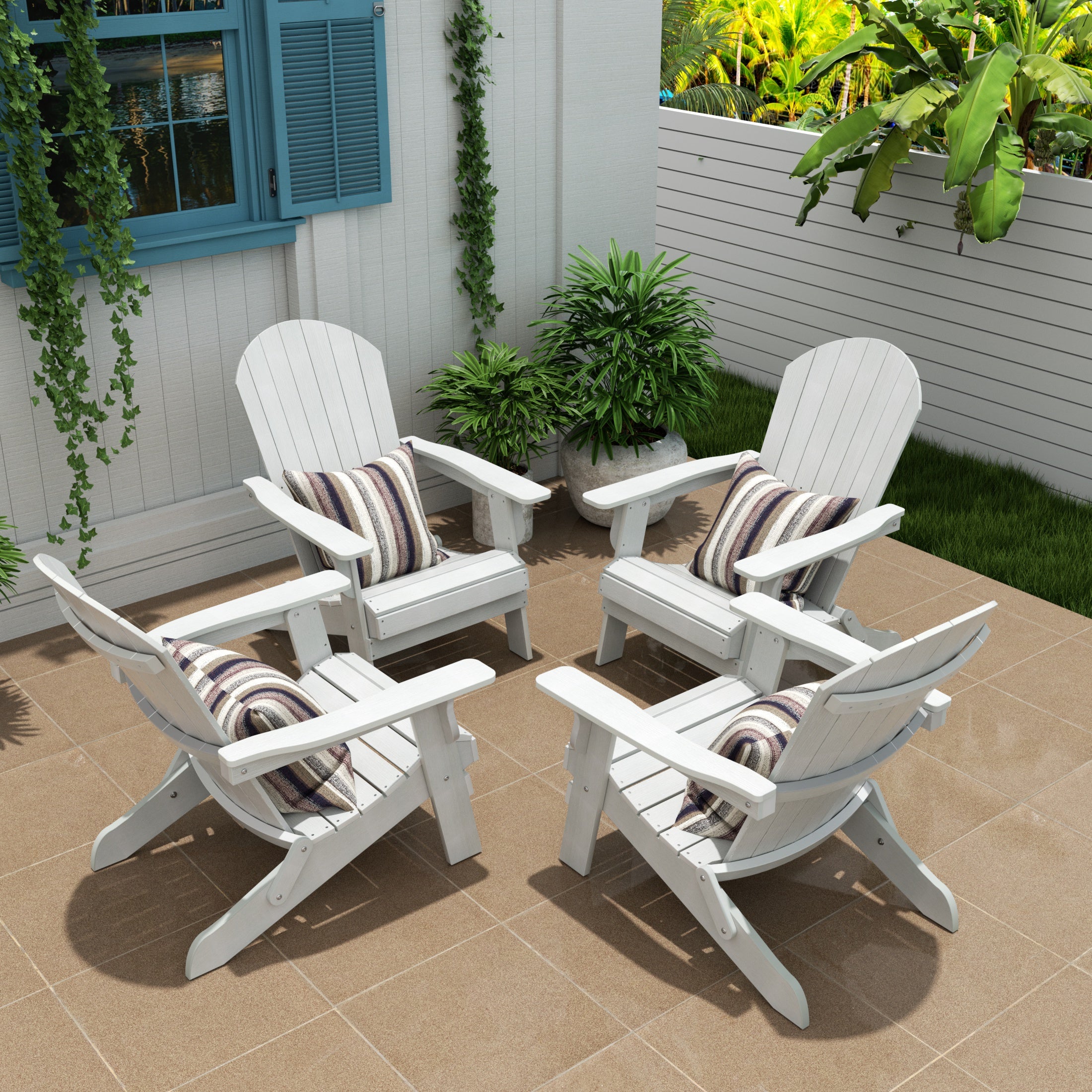 Florence Outdoor Folding Adirondack Seashell Chair (Set of 4)
