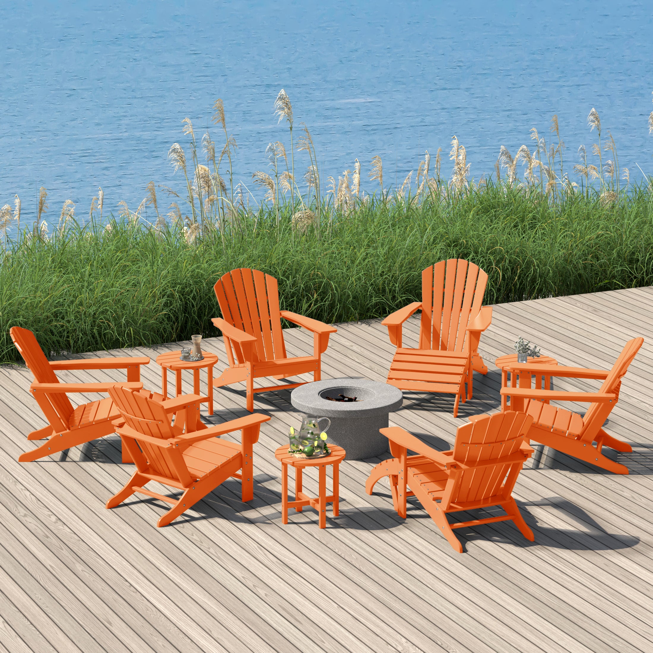 Portside 12 Piece Outdoor Adirondack Chair With Ottoman And Side Table