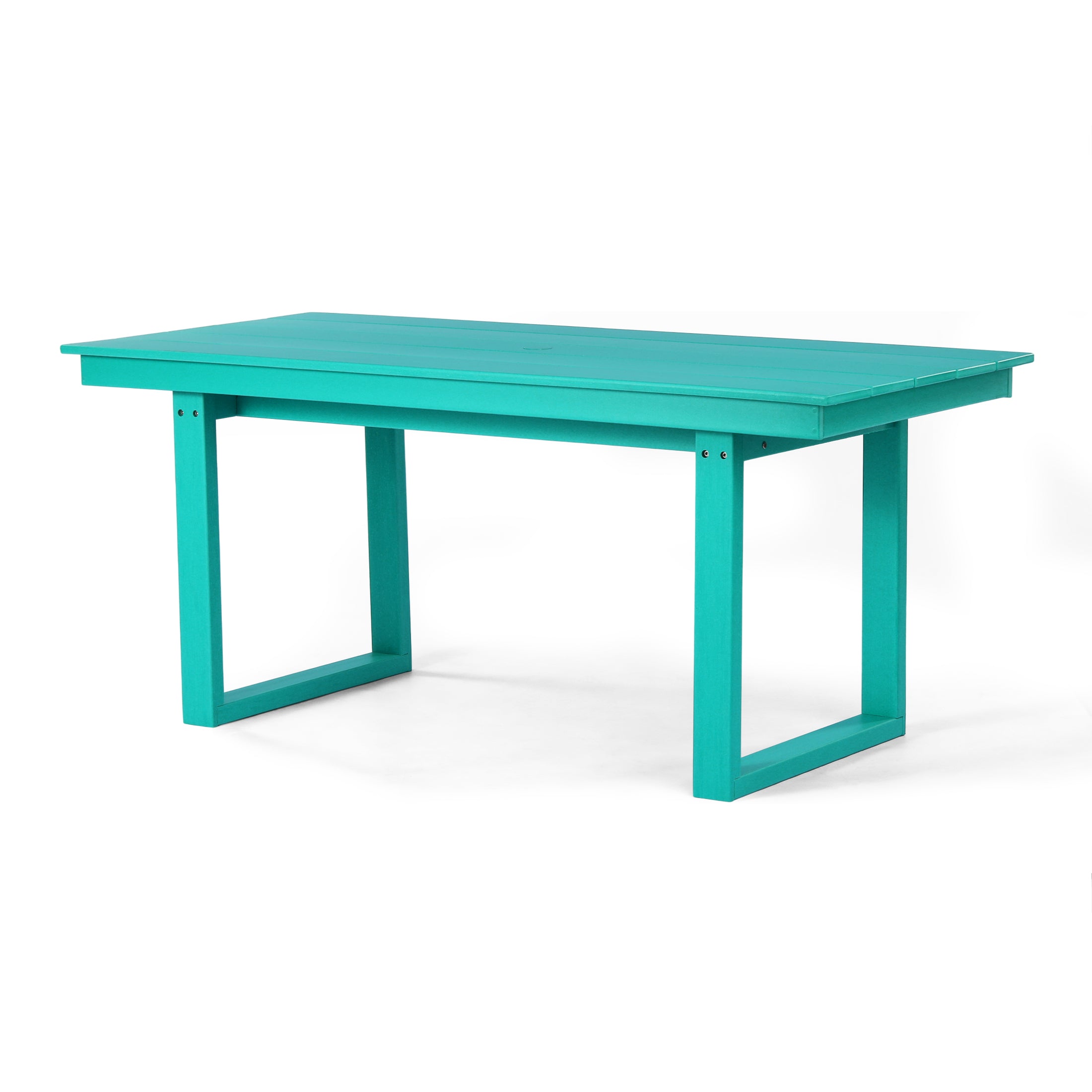 Cambria 68" Outdoor HDPE Modern Rectangular Patio Dining Table With Umbrella Hole