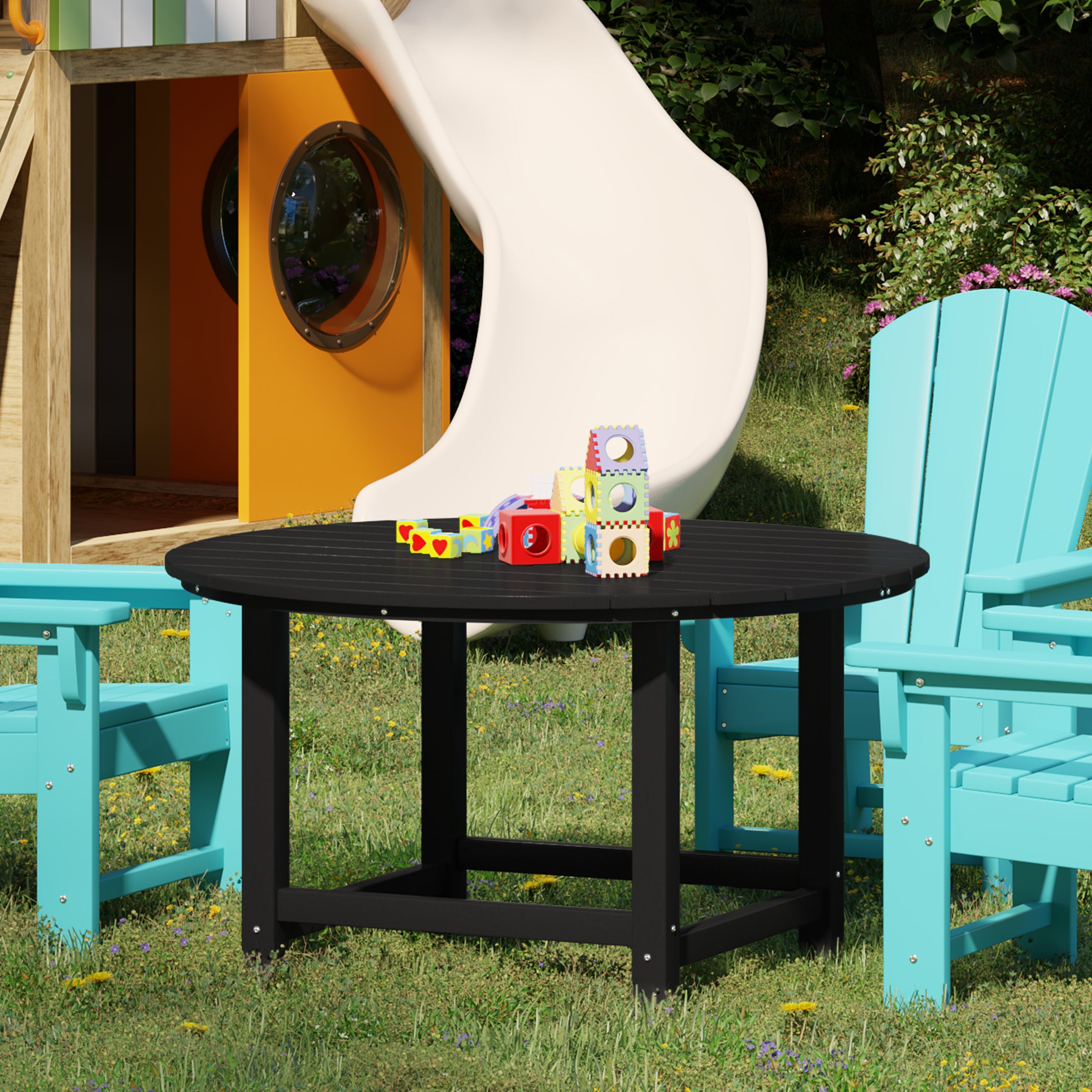Paradise Kids Outdoor Patio Furniture HDPE Round Dining Table