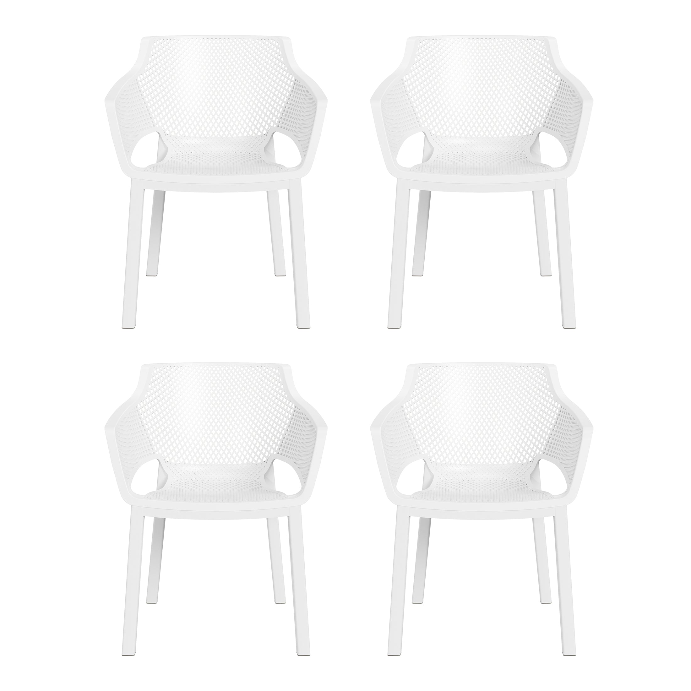 Sunshine Outdoor Modern Stackable Plastic Resin Patio Dining Armchair (Set of 4)