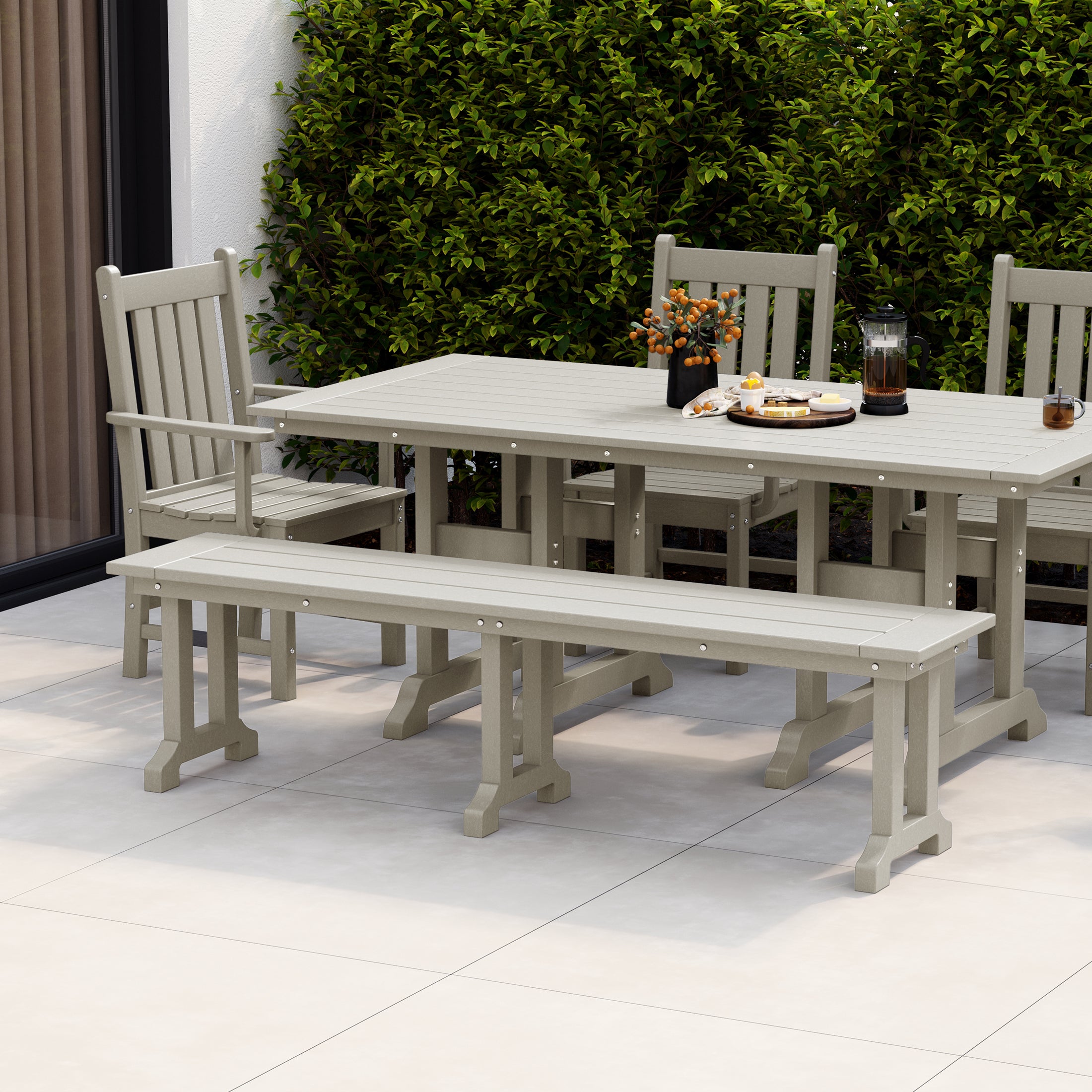 Paradise 65" Outdoor Patio Trestle Dining Bench