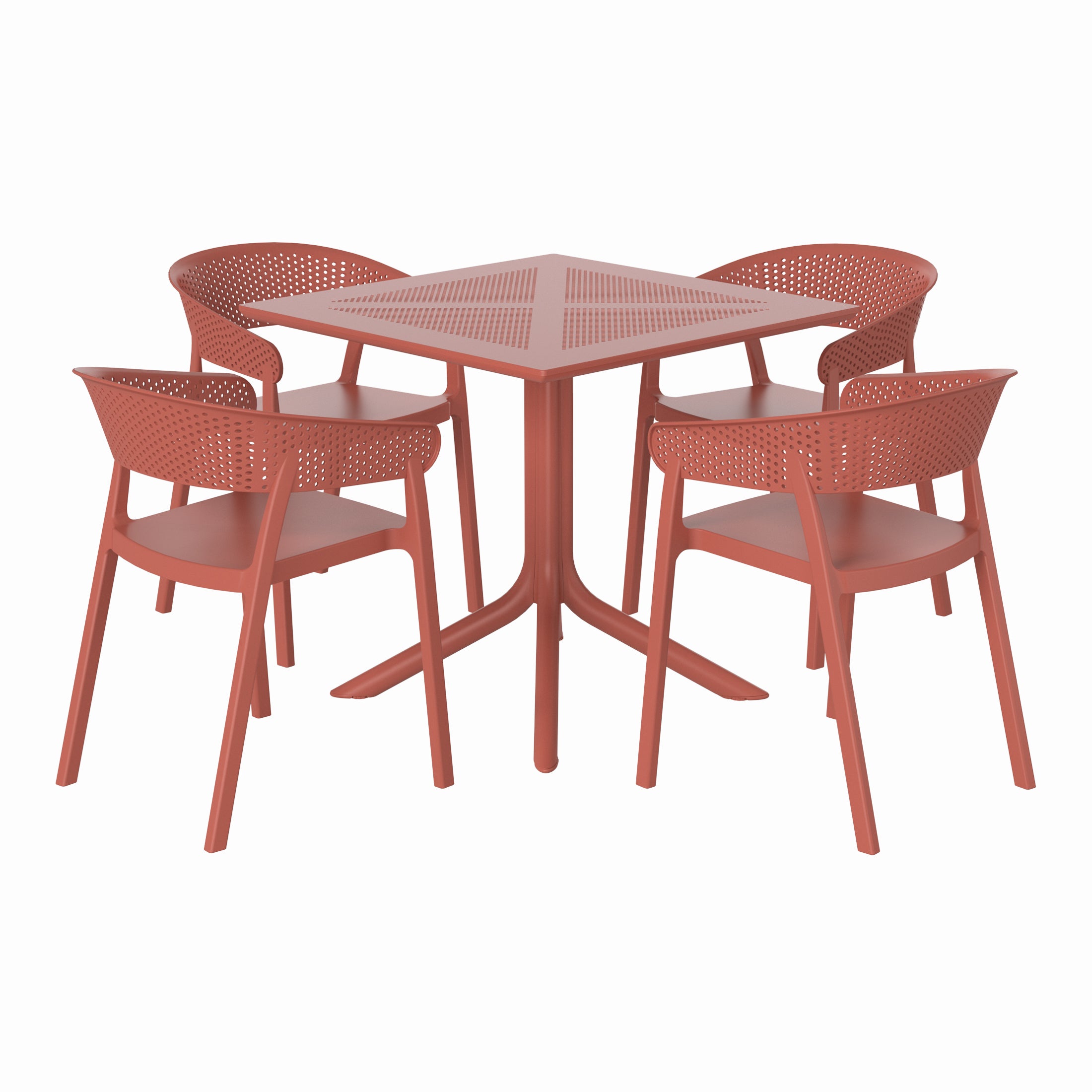 Sunshine 5-Piece Modern Patio Square Dining Table Set with Stackable Patio Dining Chairs