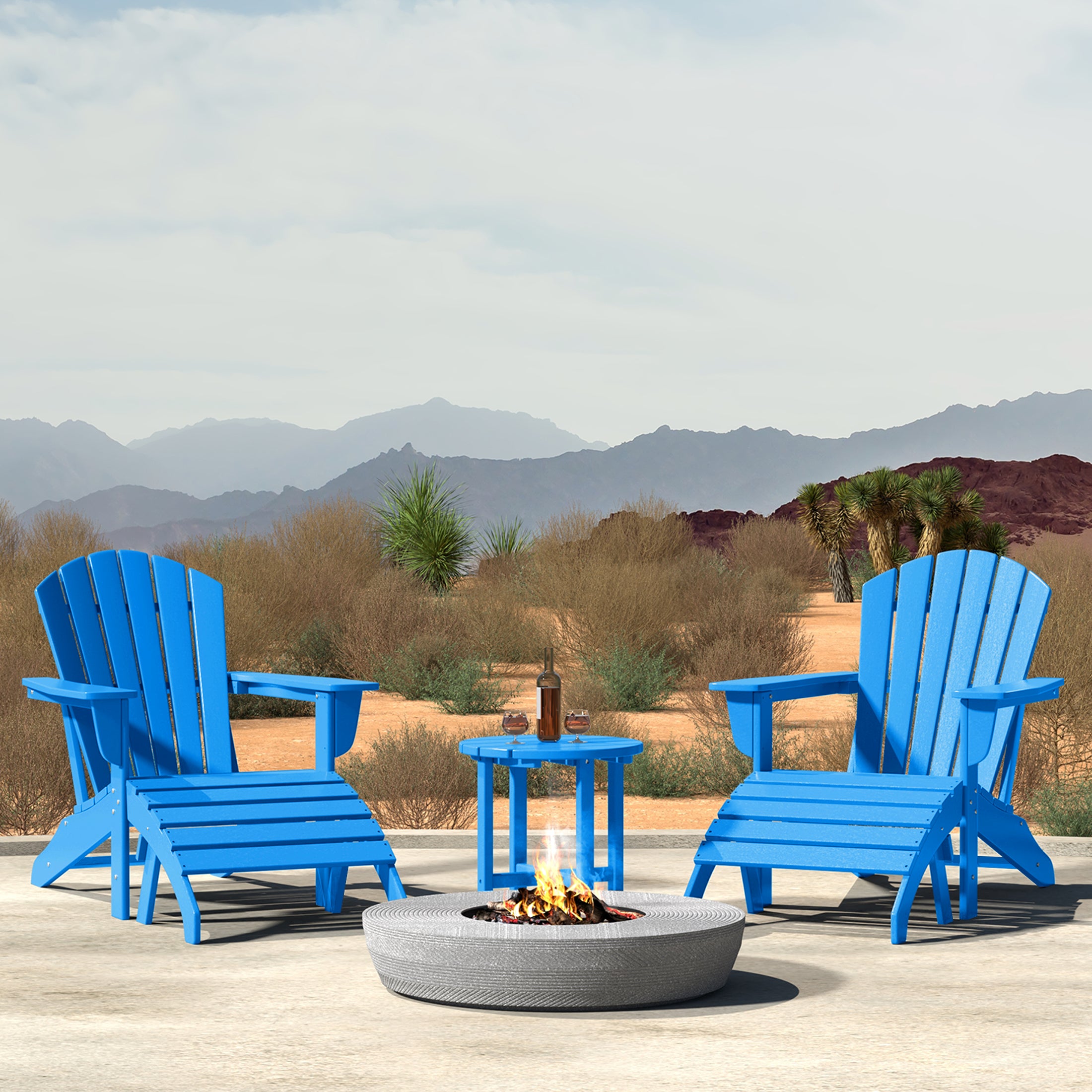 Portside Outdoor Adirondack Chair With Ottoman And Side Table 5-Piece Set