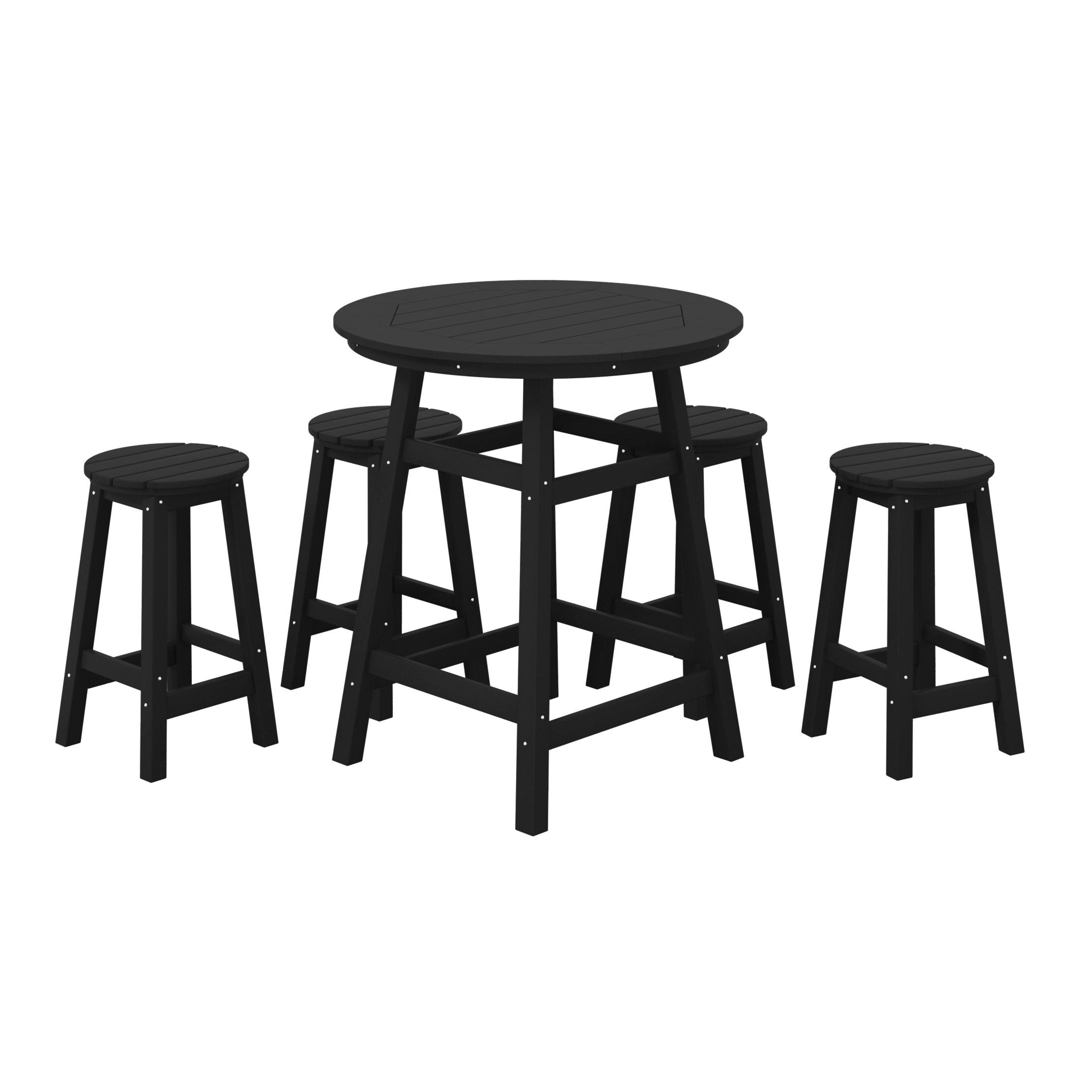 Paradise 5-Piece HDPE Outdoor Patio Bar Dining Set With Counter Height Bar Stools