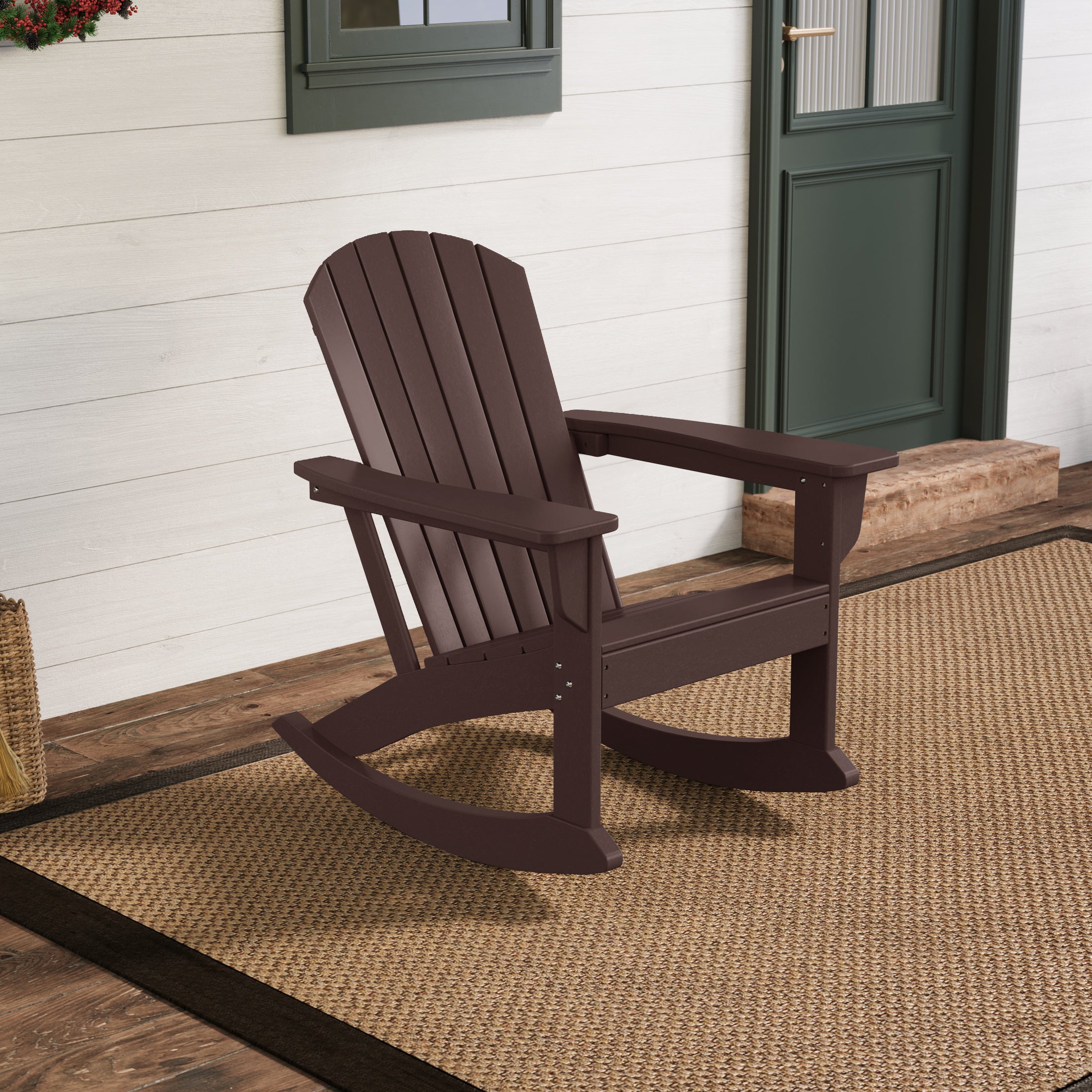 Portside Outdoor Patio Poly Plastic Adirondack Rocking Chair