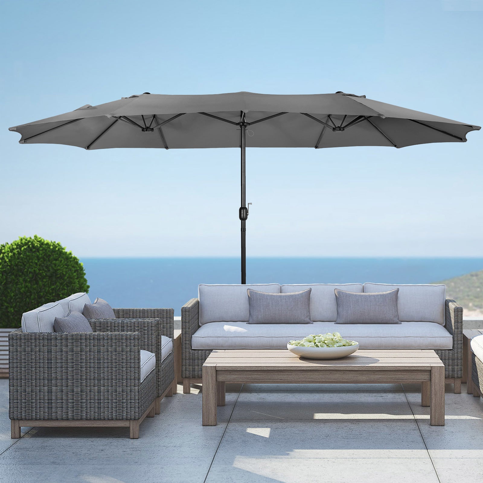 Easton Twin 15 x 9 ft. retangular shape Market / Outdoor dining table umbrella