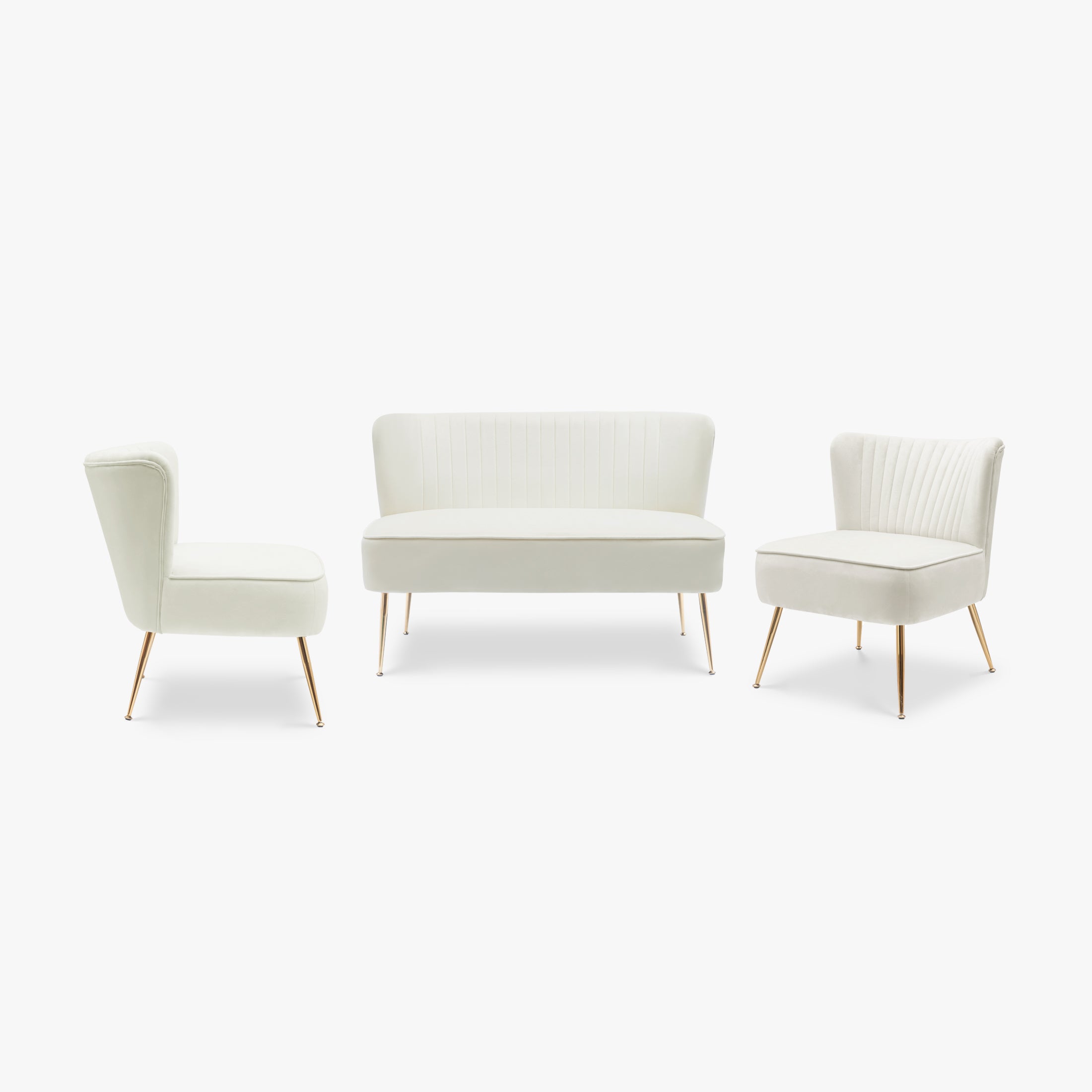 Alaia Mid Century Modern Tufted Velvet Loveseat Sofa and 25