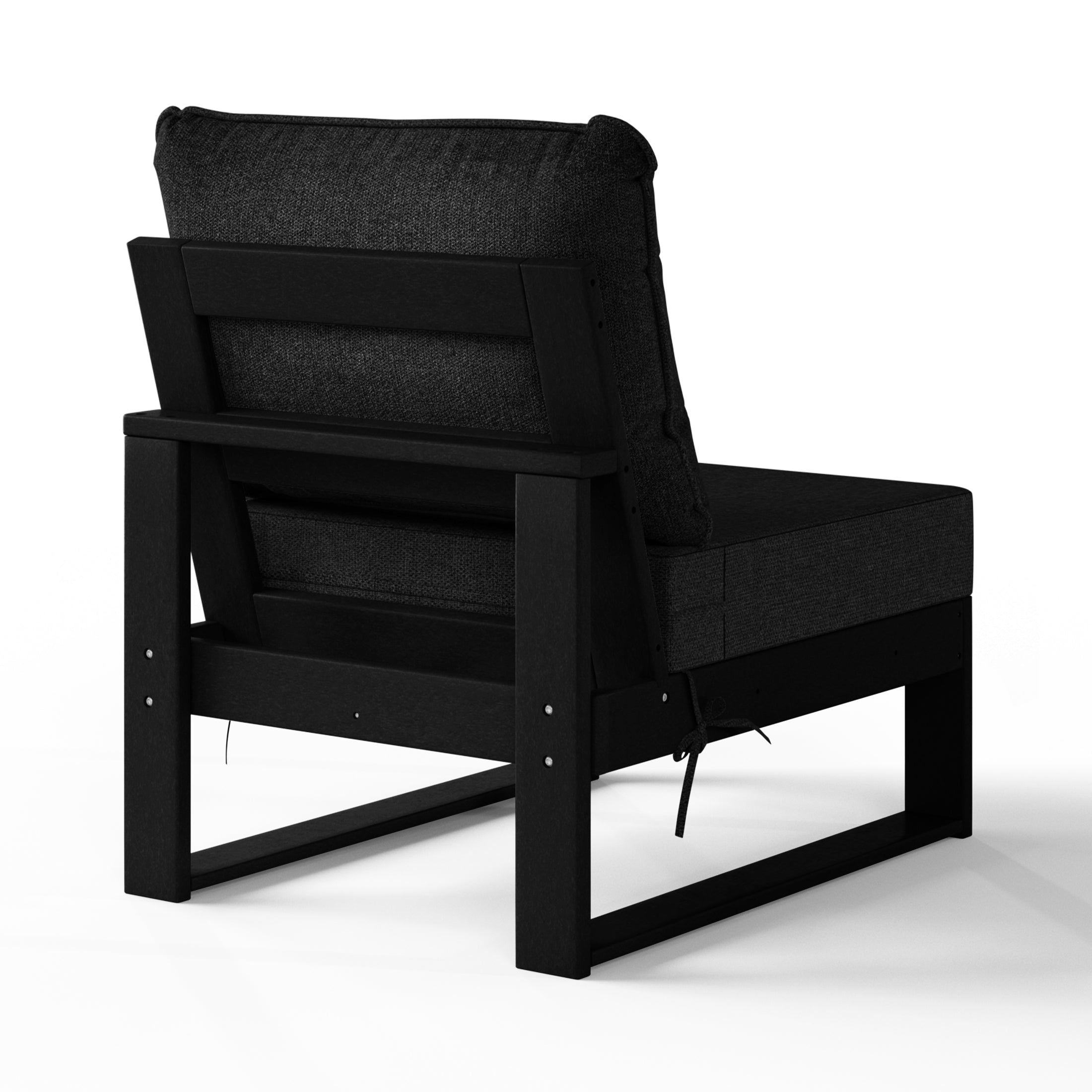 Rockaway Outdoor HDPE Sectional Armless Chair with Water-Proof Patio Cushions