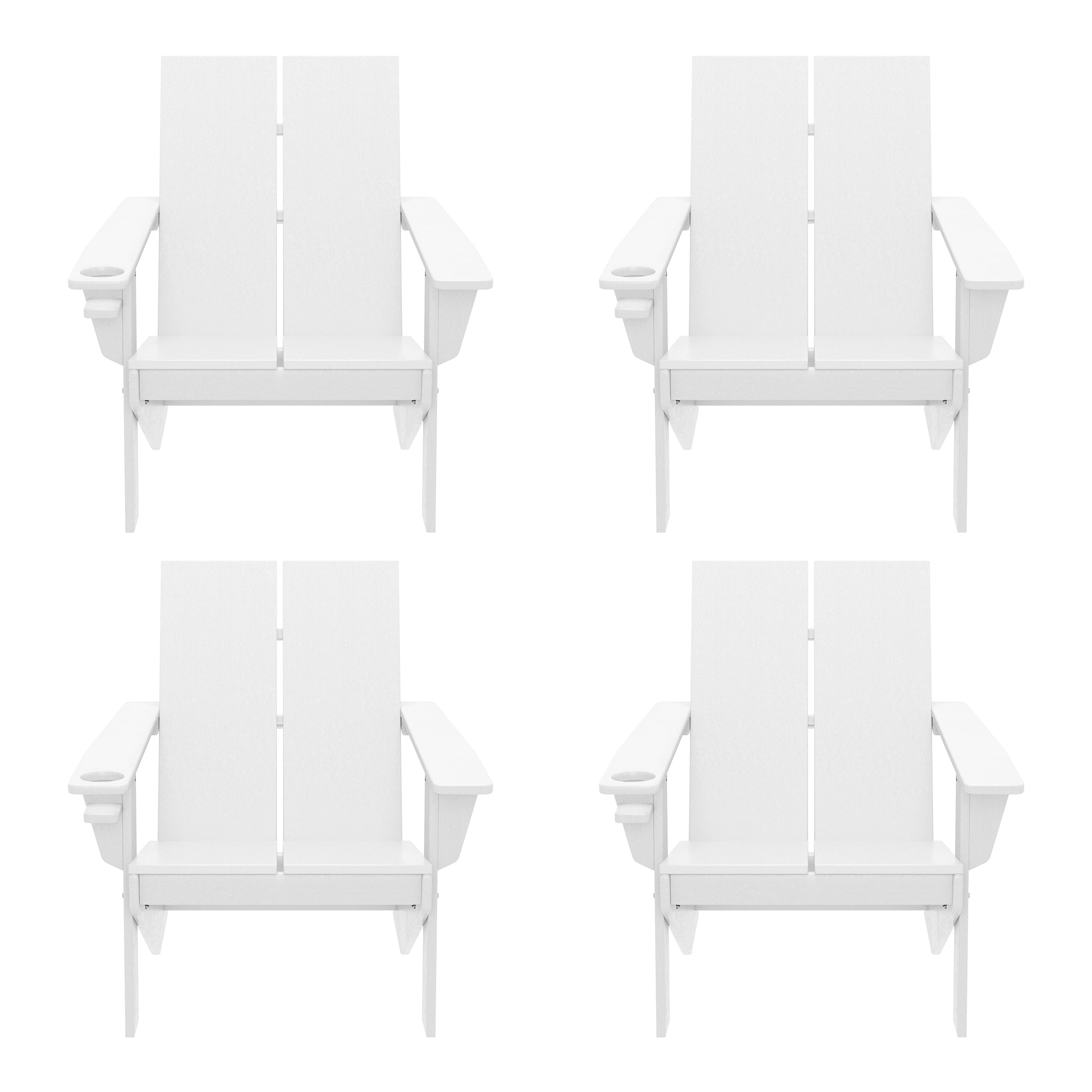 Seaview Outdoor HDPE Modern Adirondack Chair with Cup Holder (Set of 4)