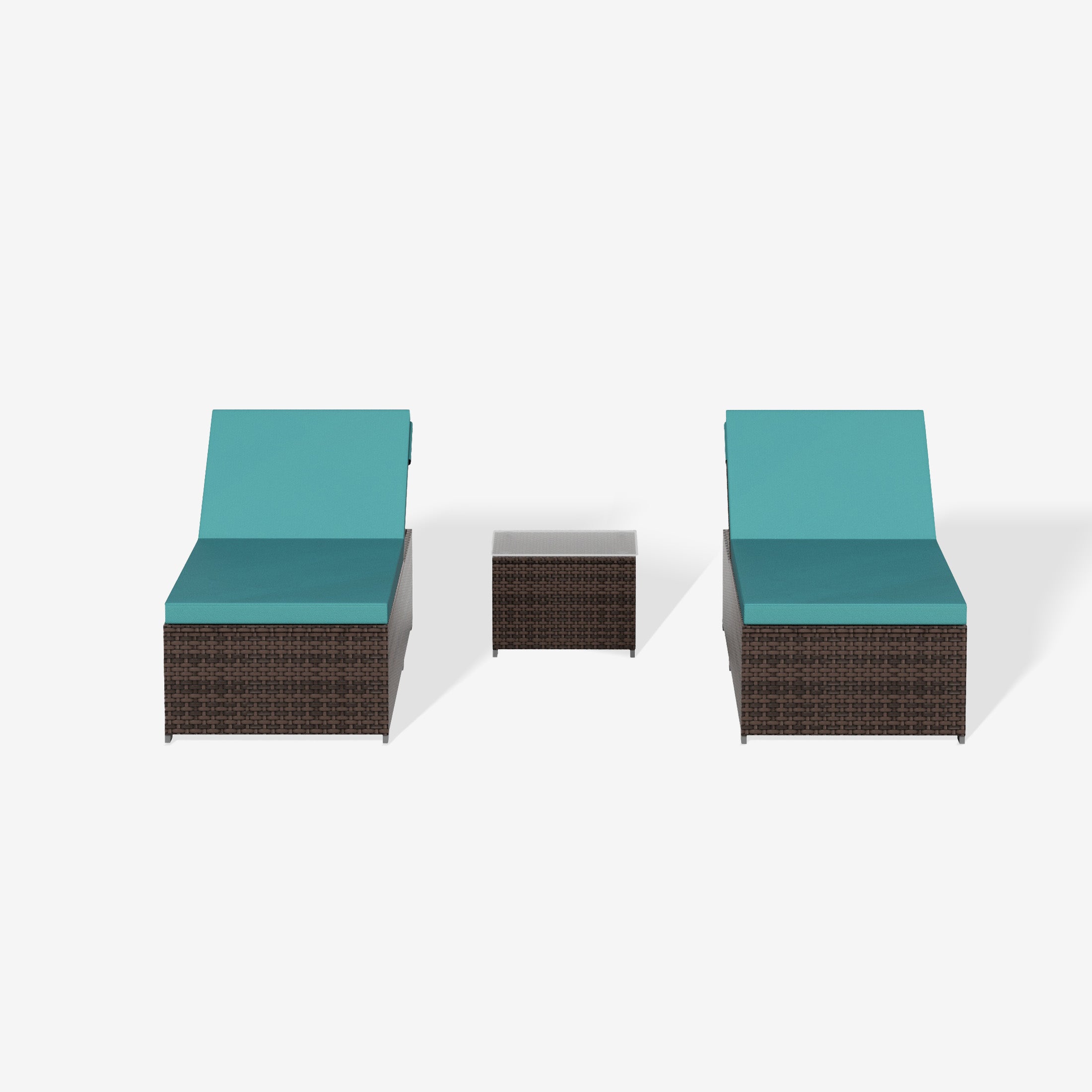 3-Piece Outdoor Wicker Chaise Lounge Set with Side Table