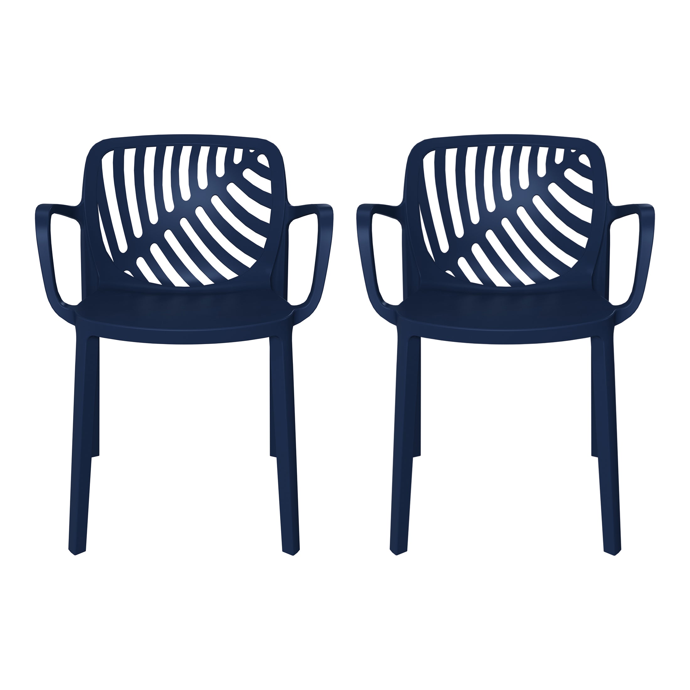 Sunshine Outdoor Modern Stackable Patio Dining Armchairs (Set of 2)