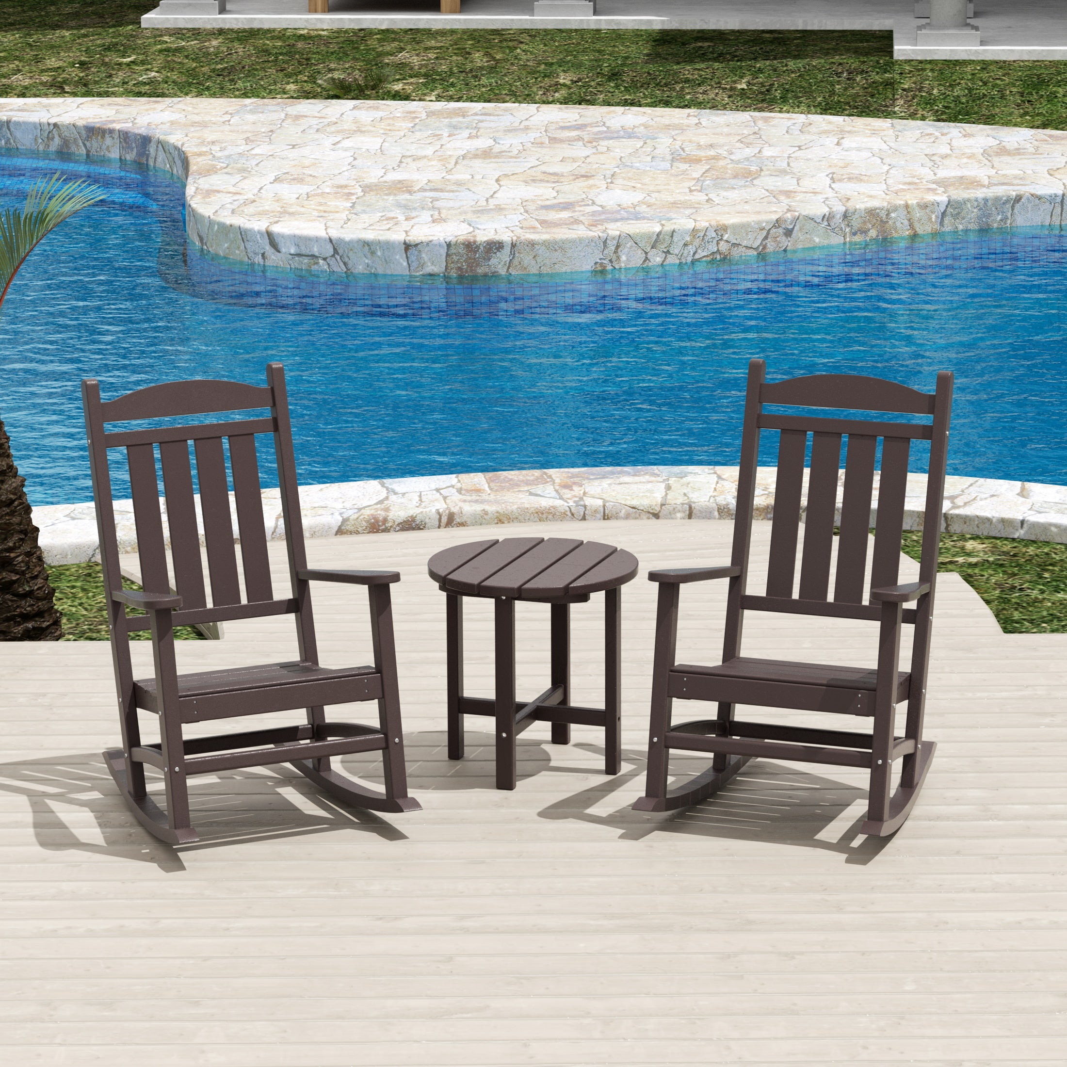 Paradise 3-Piece set Outdoor / Patio rocking chairs with a side table ( 2 seater )