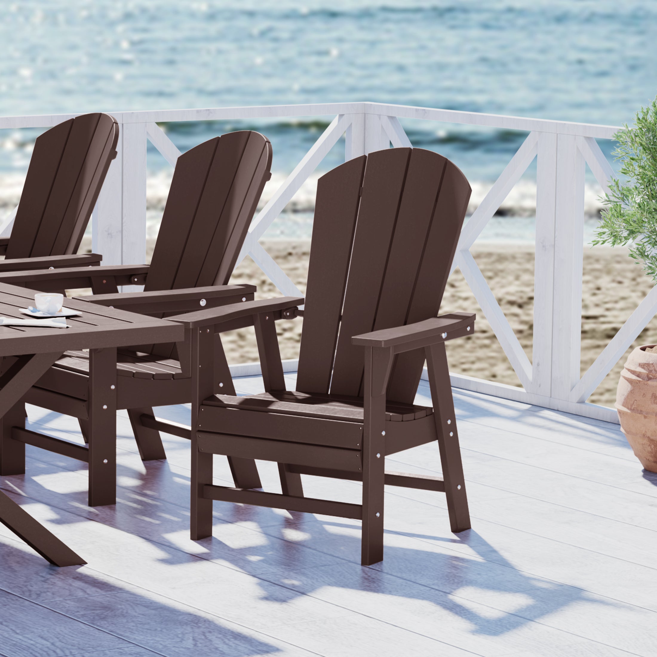Paradise Malibu Outdoor Patio HDPE Plastic Adirondack Dining Chair