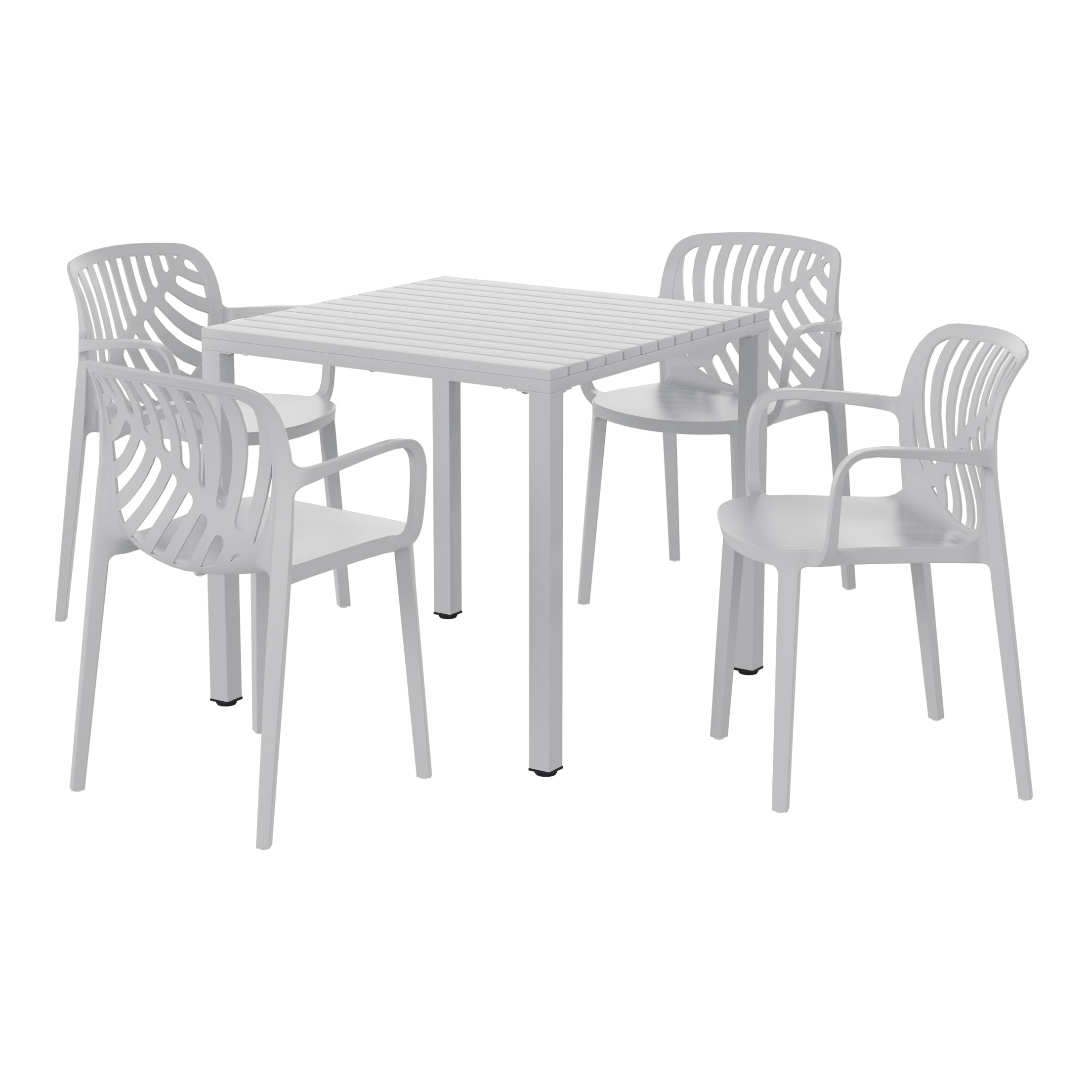 Sunshine 5-Piece Outdoor Square Dining Table Patio Set with Stackable Patio Dining Chairs