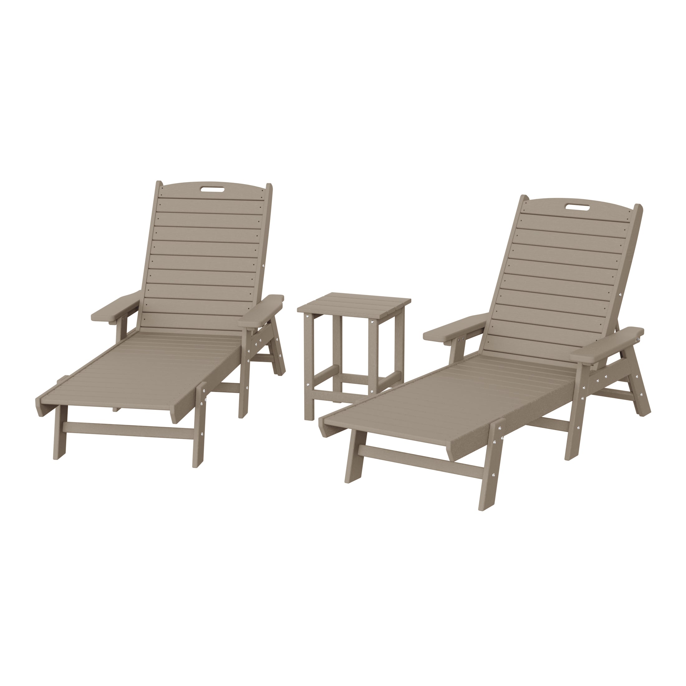 Paradise Poly Reclining Chaise Lounge Set With Table