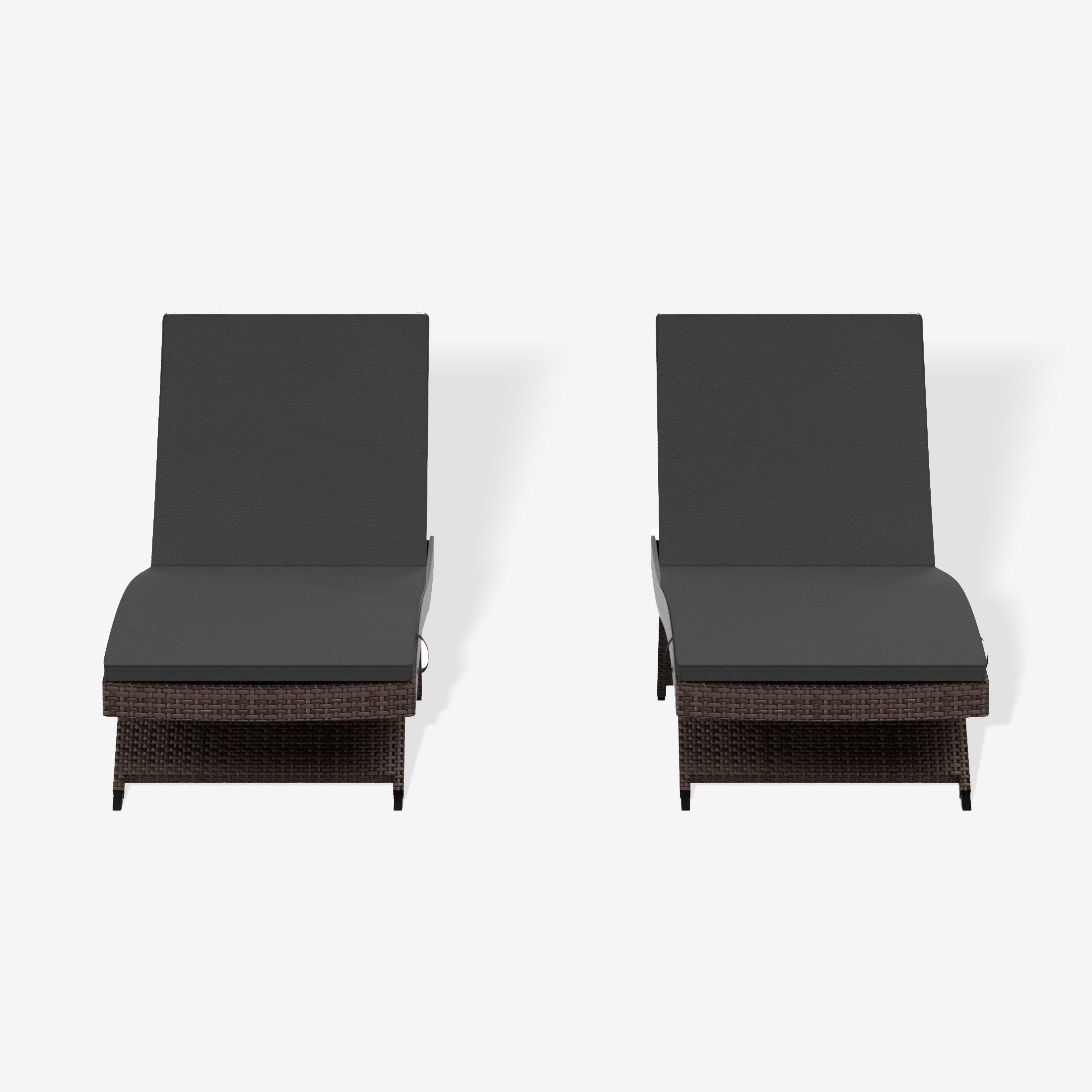 Bahama Brown Rattan Wicker Outdoor Patio Chaise Lounge with Cushion (Set of 2)