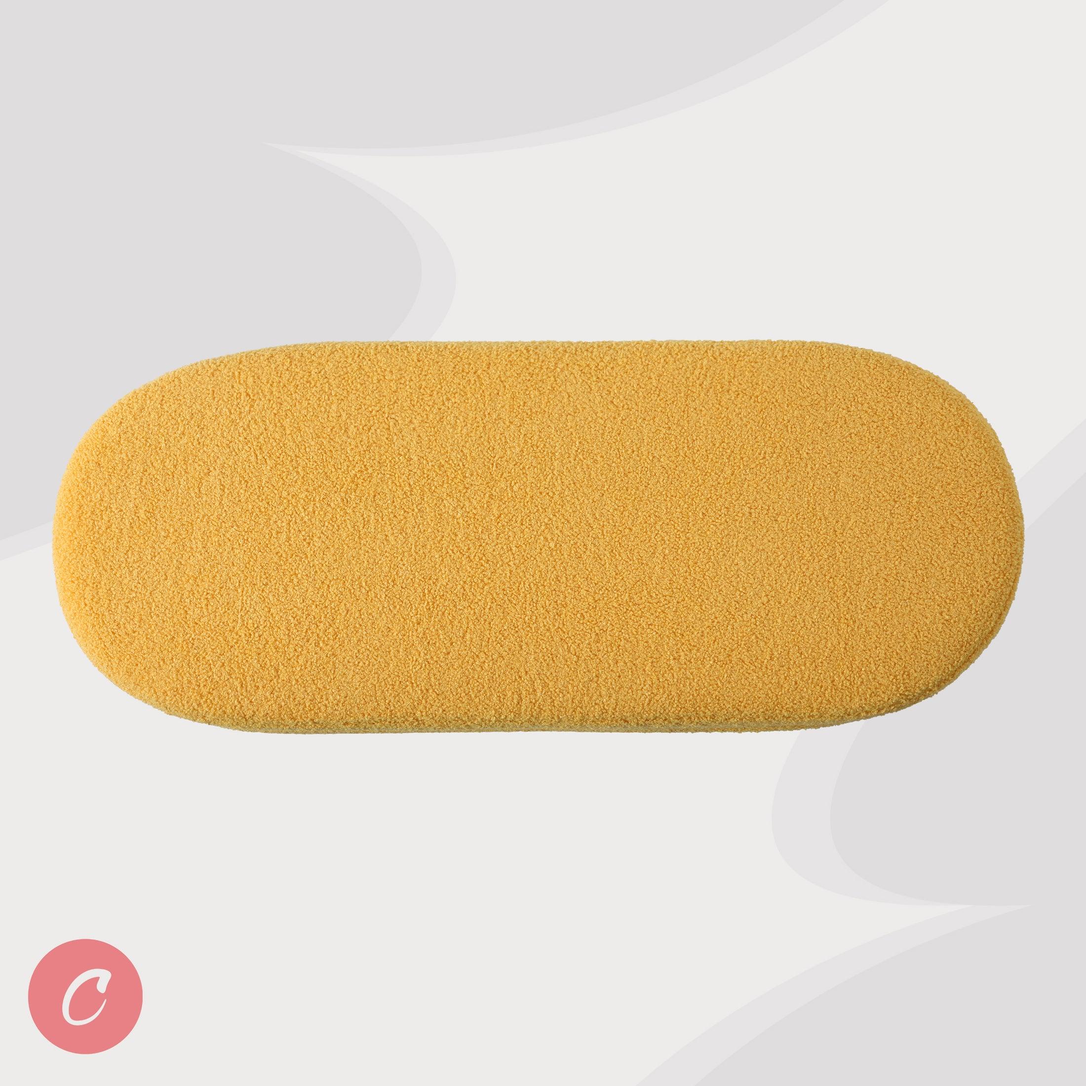 Celine 42.5" Wide Mid-Century Modern Upholstered Sherpa Oval Storage Ottoman Bench - Costaelm