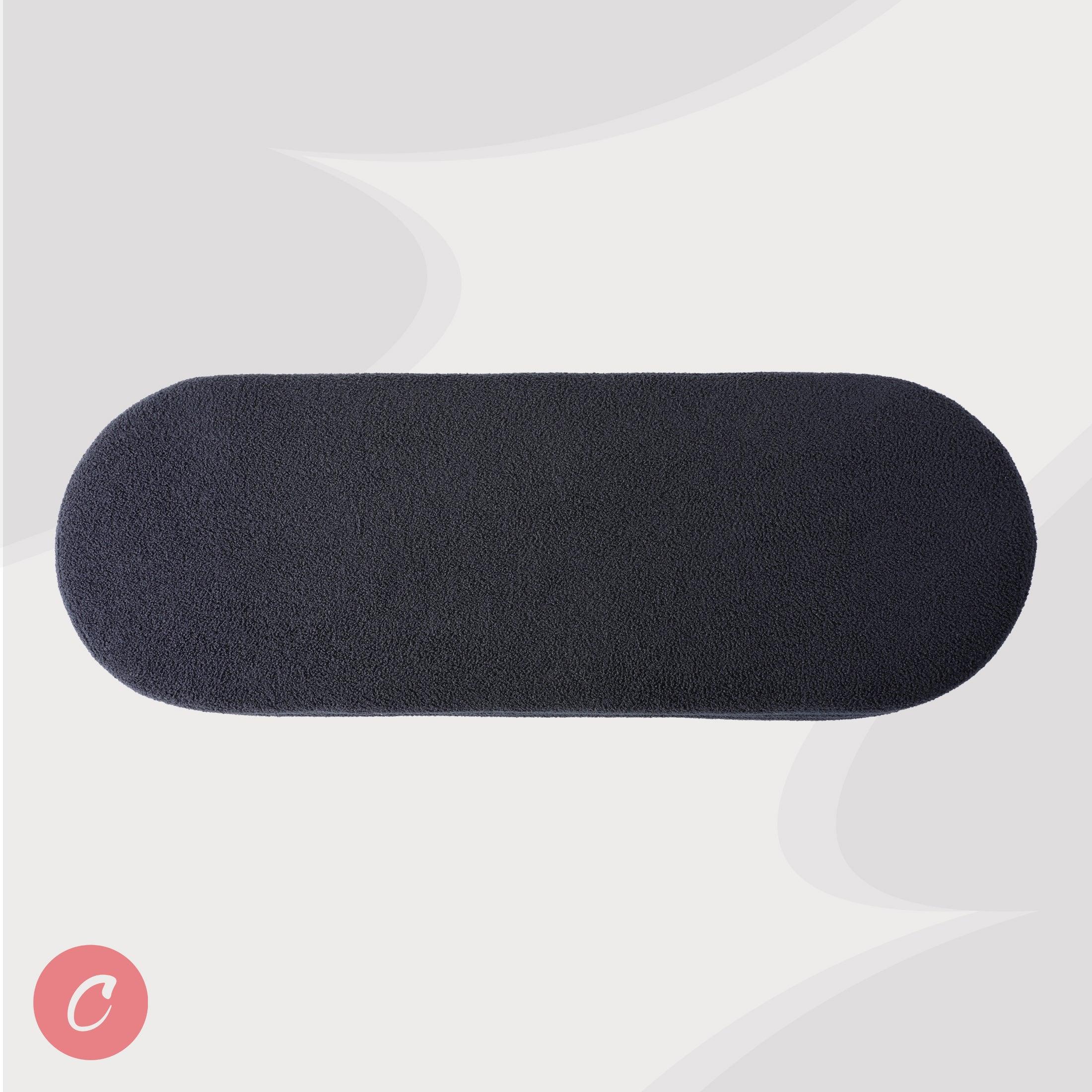 Celine 54" Wide Mid-Century Modern Upholstered Sherpa Oval Storage Ottoman Bench - Costaelm