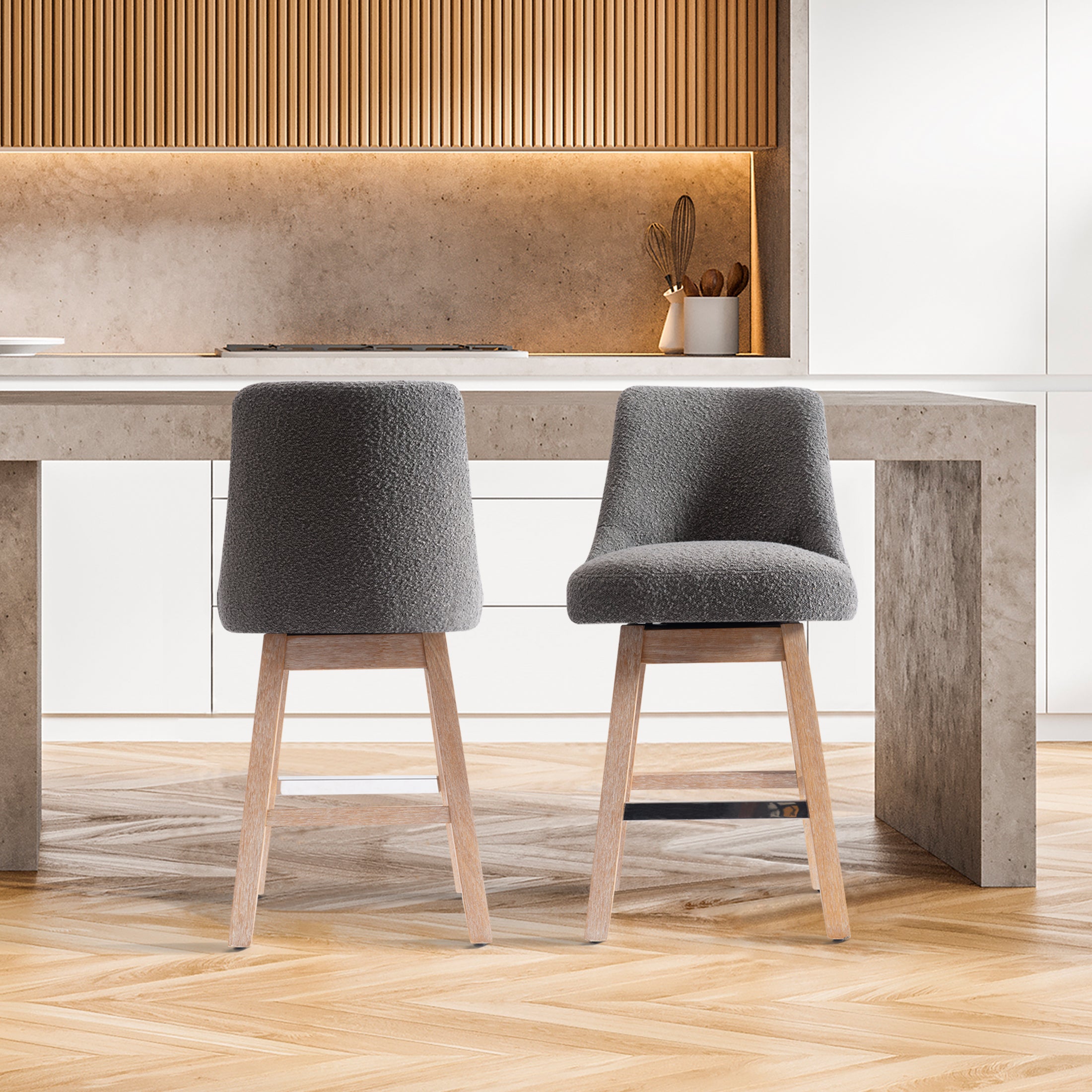 Amélie 26" Upholstered Swivel Counter Height Bar Stools (Set of 2)