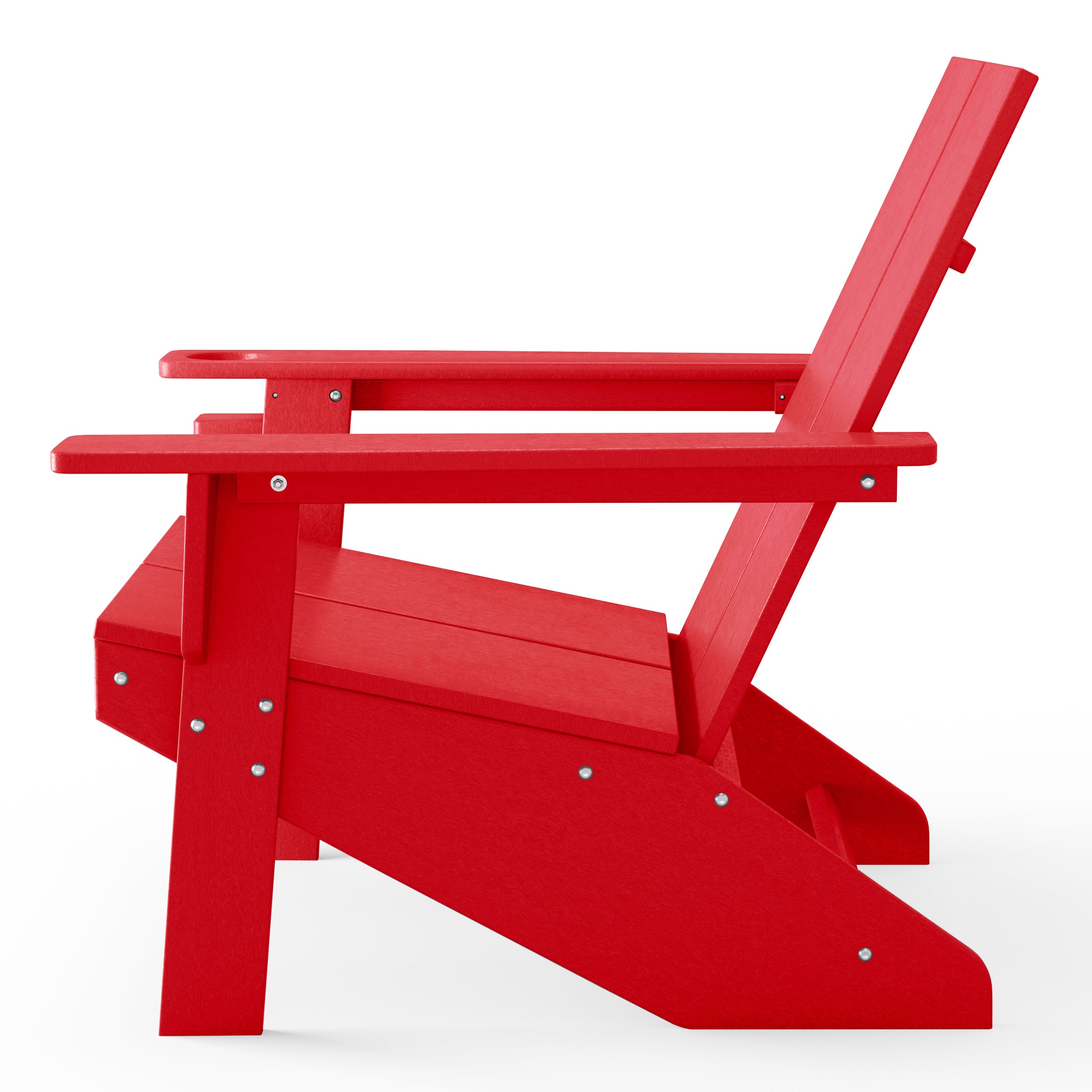 Seaview Outdoor HDPE Modern Adirondack Chair with Cup Holder