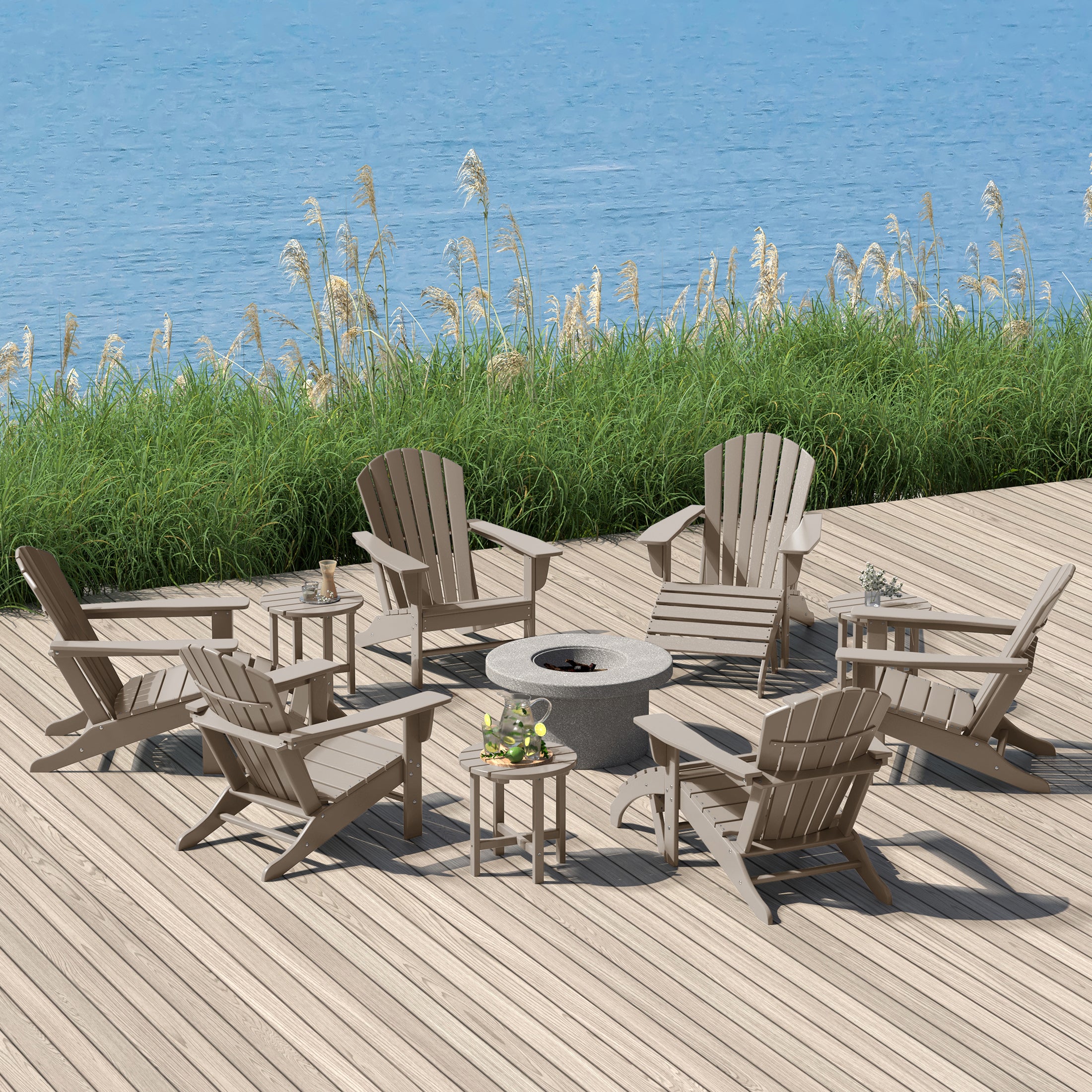 Portside 12 Piece Outdoor Adirondack Chair With Ottoman And Side Table