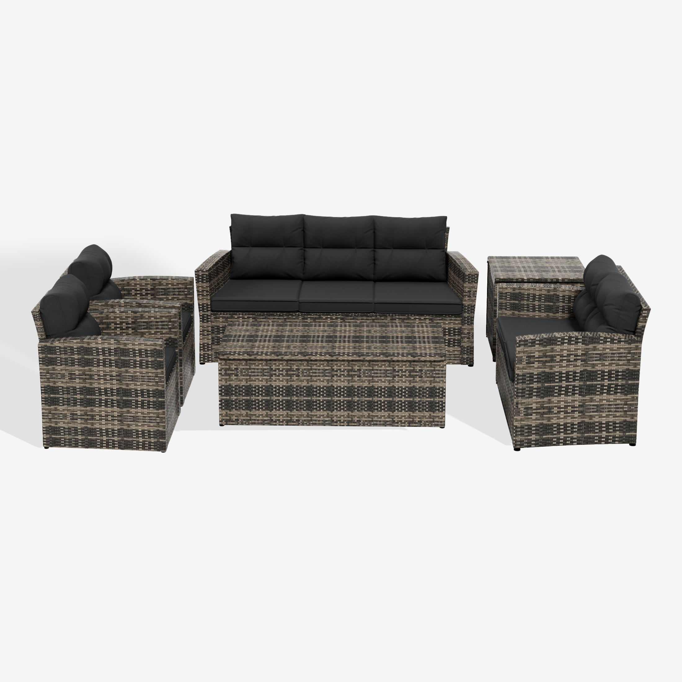 Maldives 6-Piece PE Rattan Wicker Outdoor Patio Conversation Sofa Set