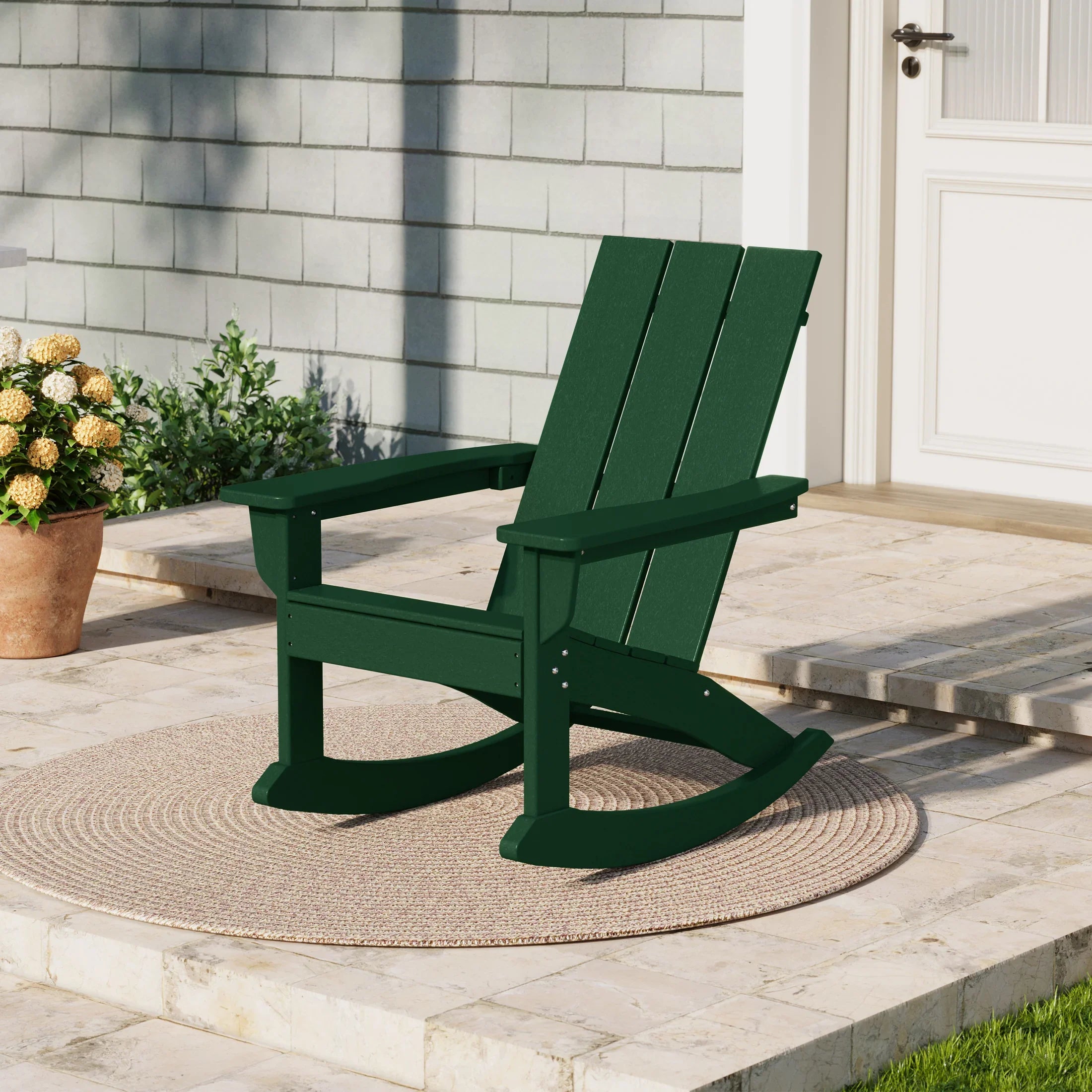 PALMS Modern Plastic Outdoor Rocking Chair, Dark Brown