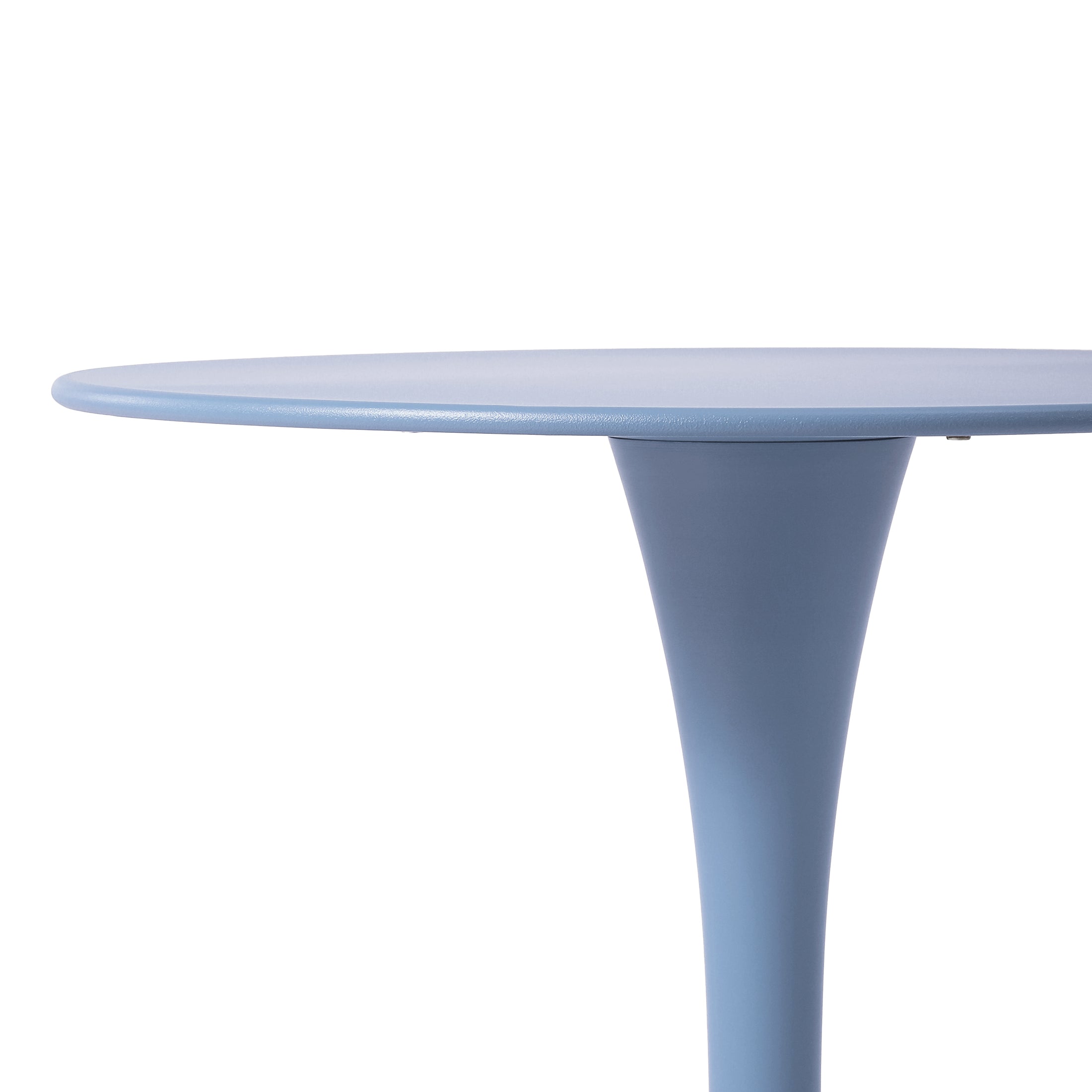 Sunshine 3-Piece Outdoor Round Metal Dining Table Set And Stackable Resin Patio Dining Side Chairs