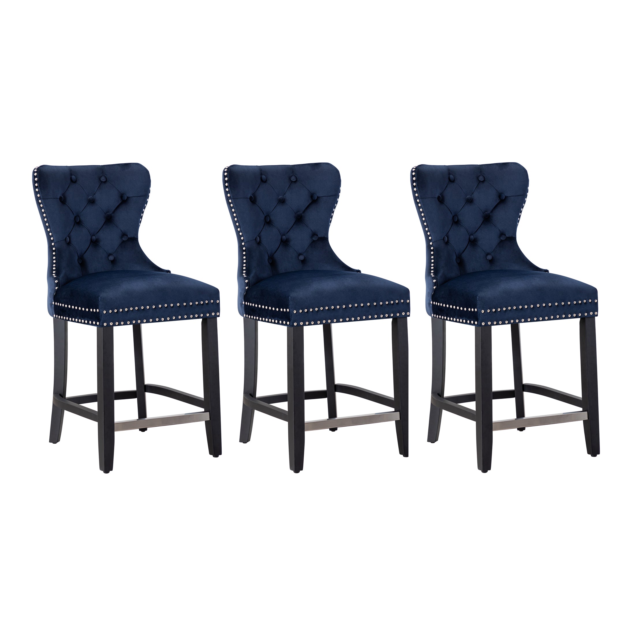 Hank 24" Tufted Velvet Counter Stool (Set of 3)