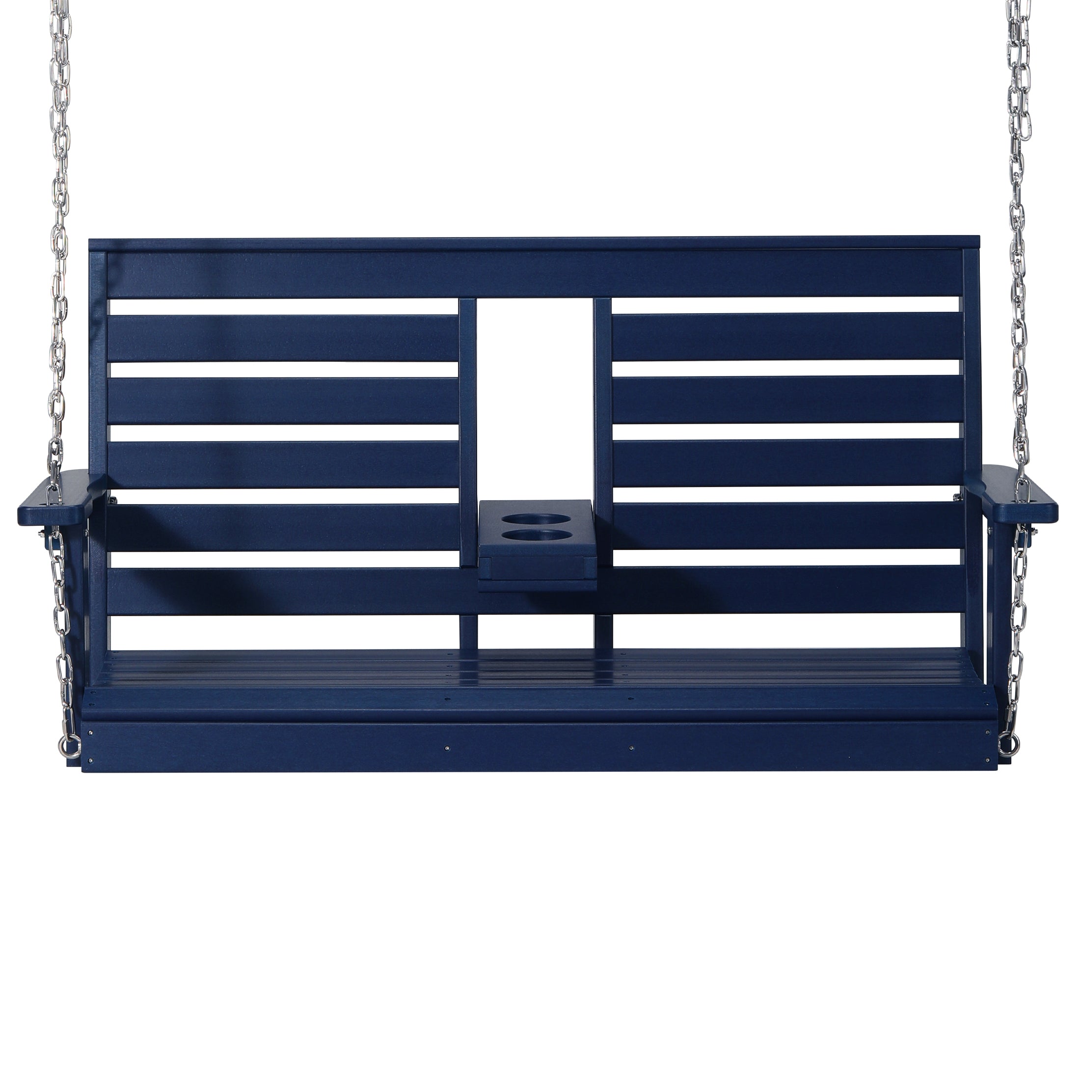 Charleston Outdoor HDPE 54" Front Hanging Porch Swing Bench With Cupholders