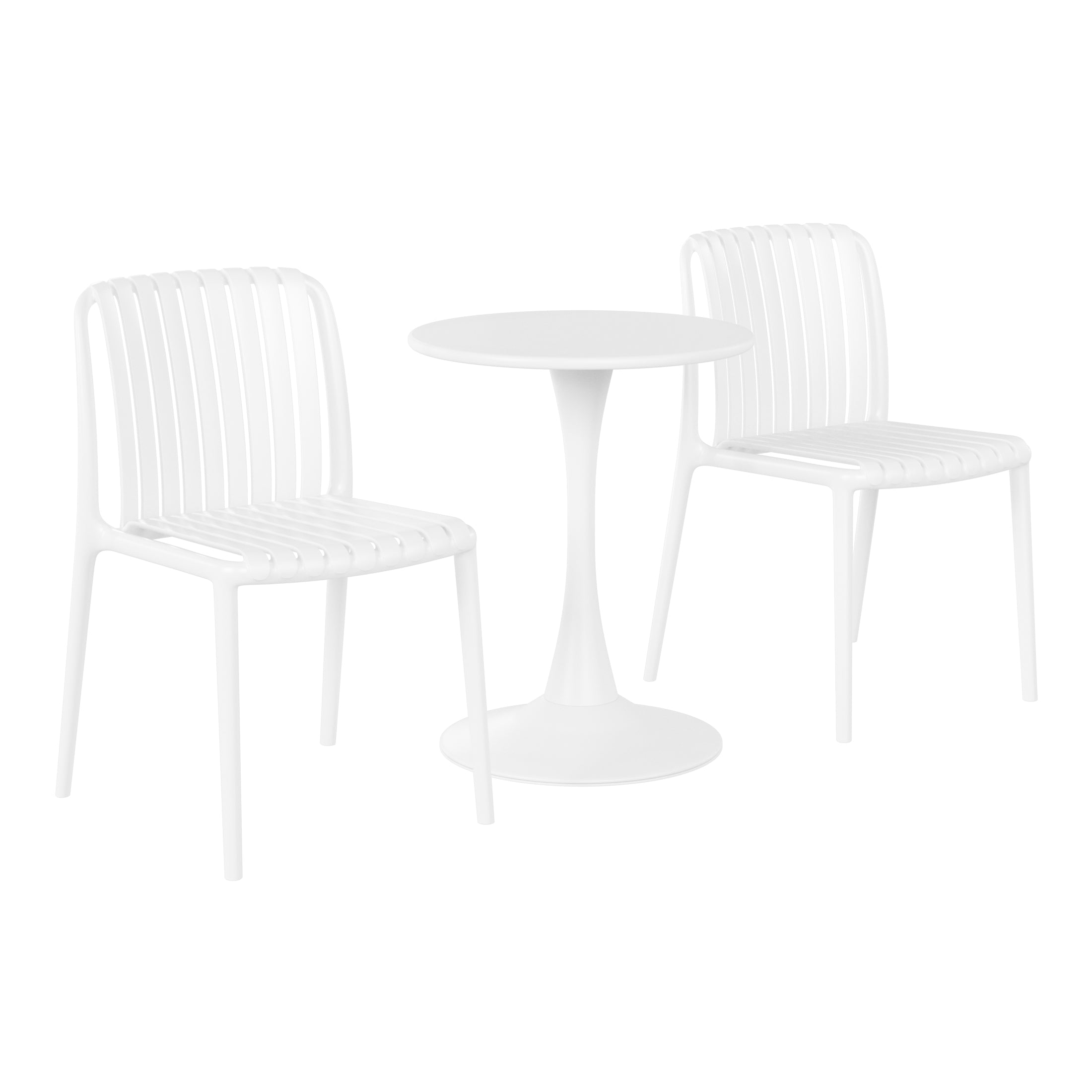 Sunshine 3-Piece Outdoor Metal Dining Table Set And Stackable Resin Patio Chairs