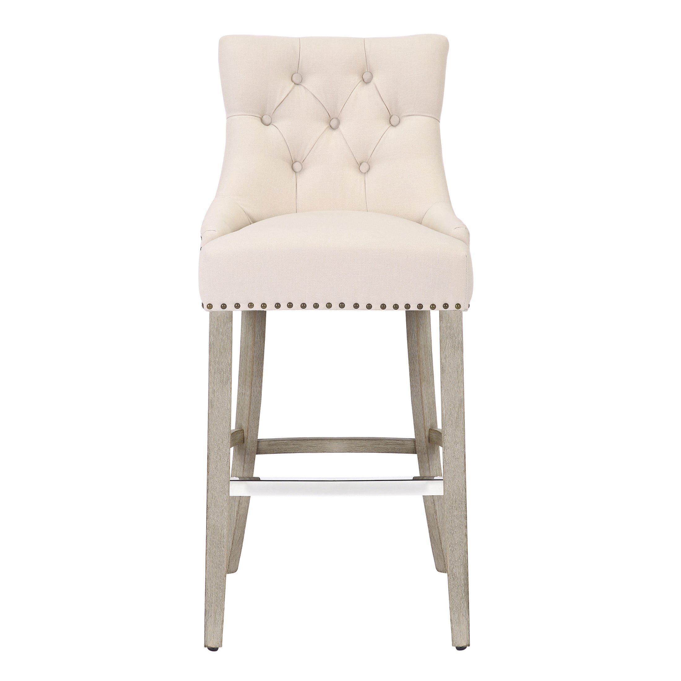 Bellmount 29" Upholstered Wood Bar Stool with Tufted Back