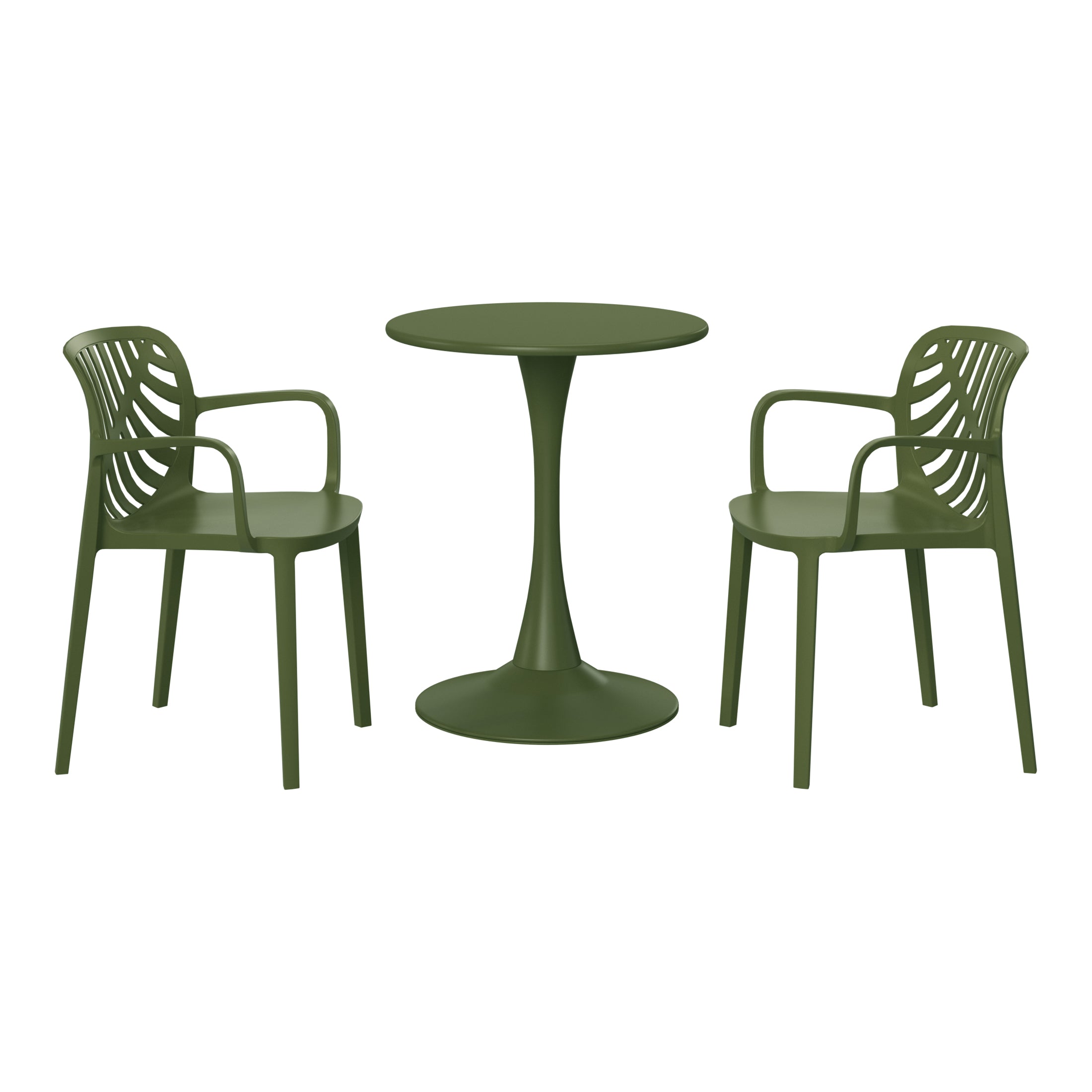 Sunshine 3-Piece Outdoor Indoor Metal Patio Dining Table Set With Stackable Patio Chairs