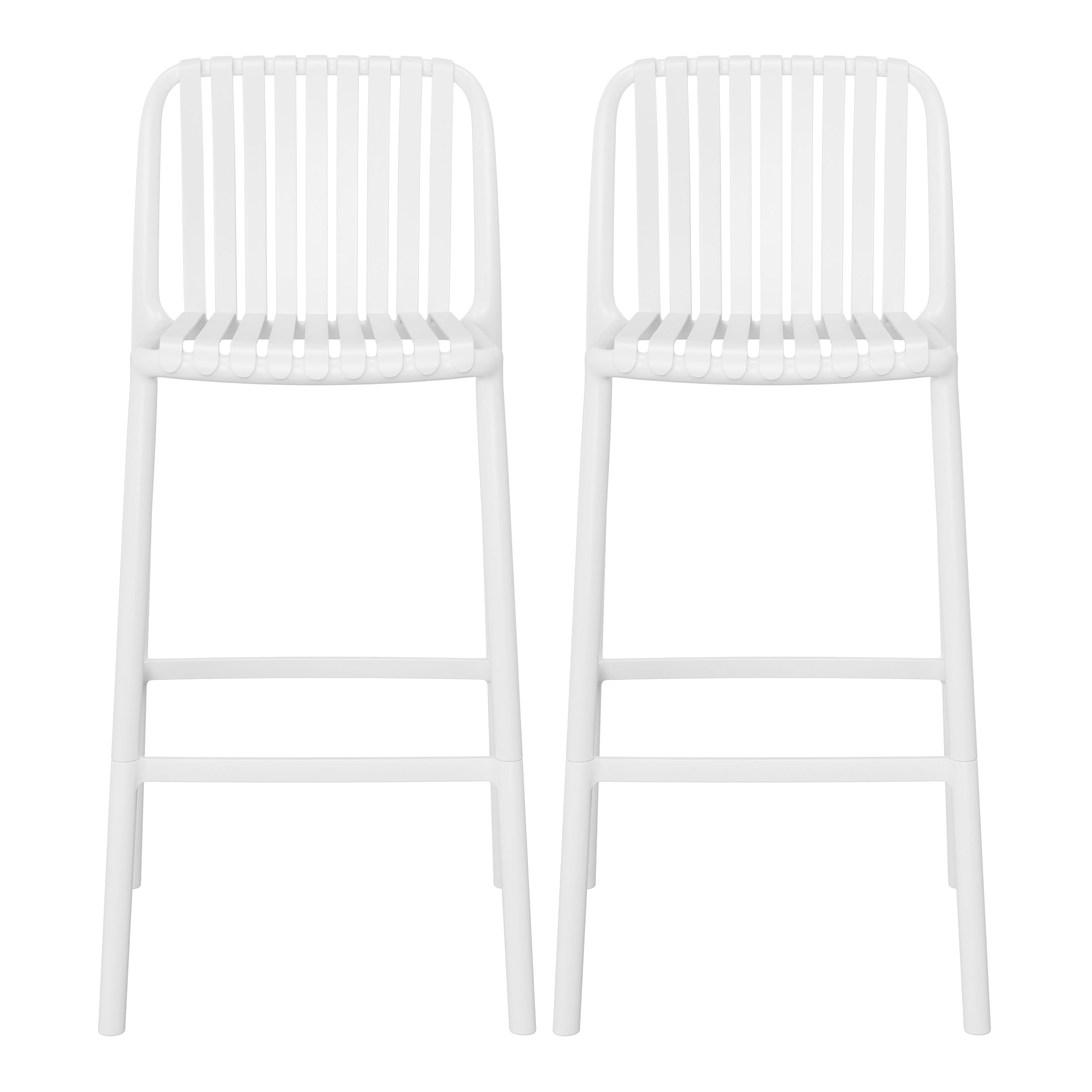 Sunshine 29.5" Outdoor Modern Polypropylene Plastic Patio Bar Height Stools (Set of 2)