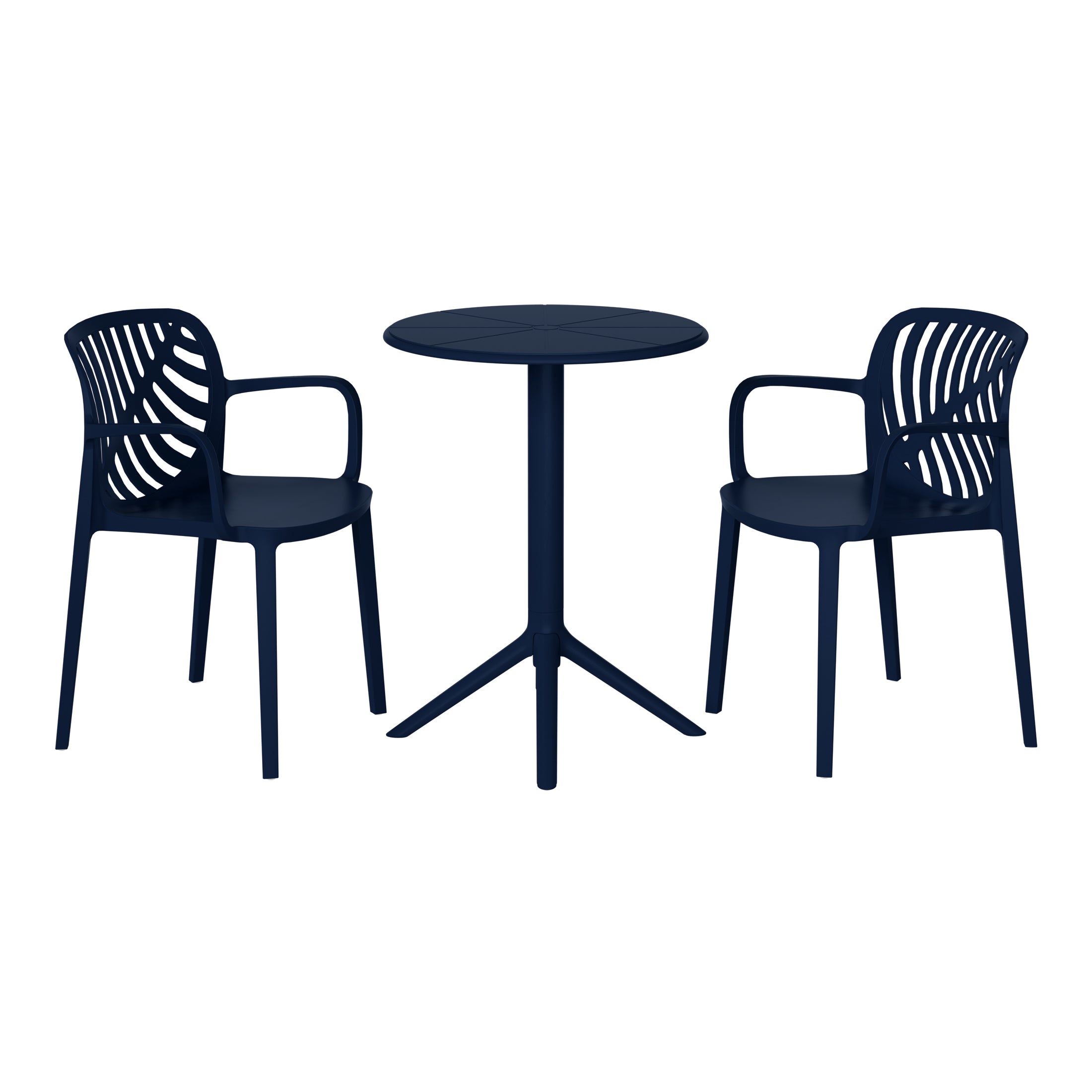 Sunshine 3-Piece Outdoor Resin Patio Bistro Table Set with Stackable Patio Dining Side Chairs For 2