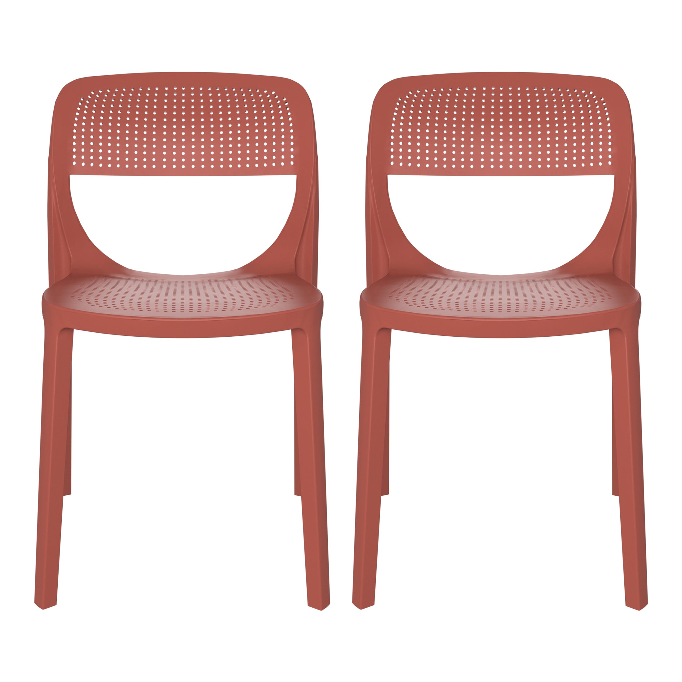 Sunshine Modern Stackable Plastic Resin Patio Dining Side Chair (Set of 2)