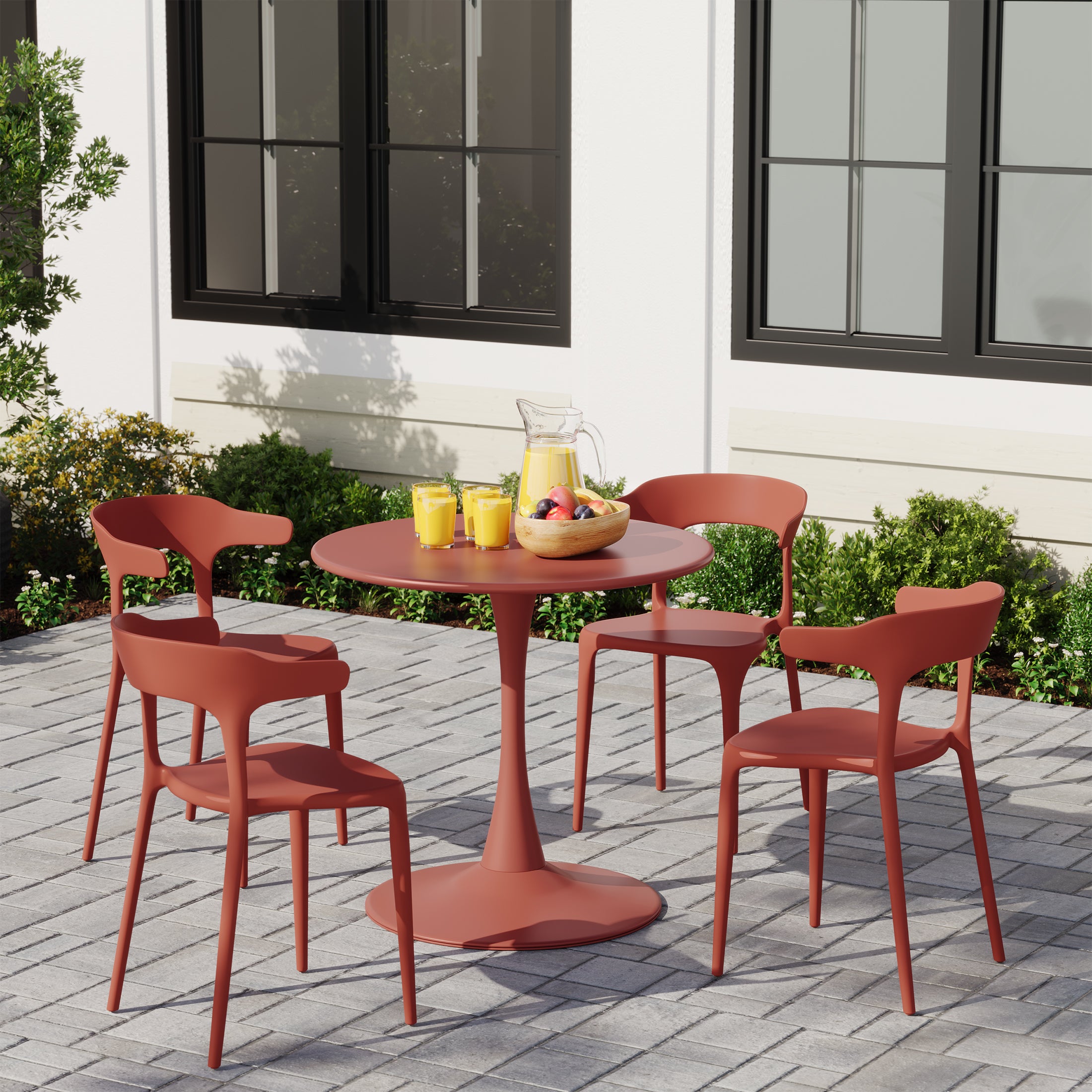 Sunshine Modern Stackable Resin Plastic Patio Dining Chair (Set of 4)
