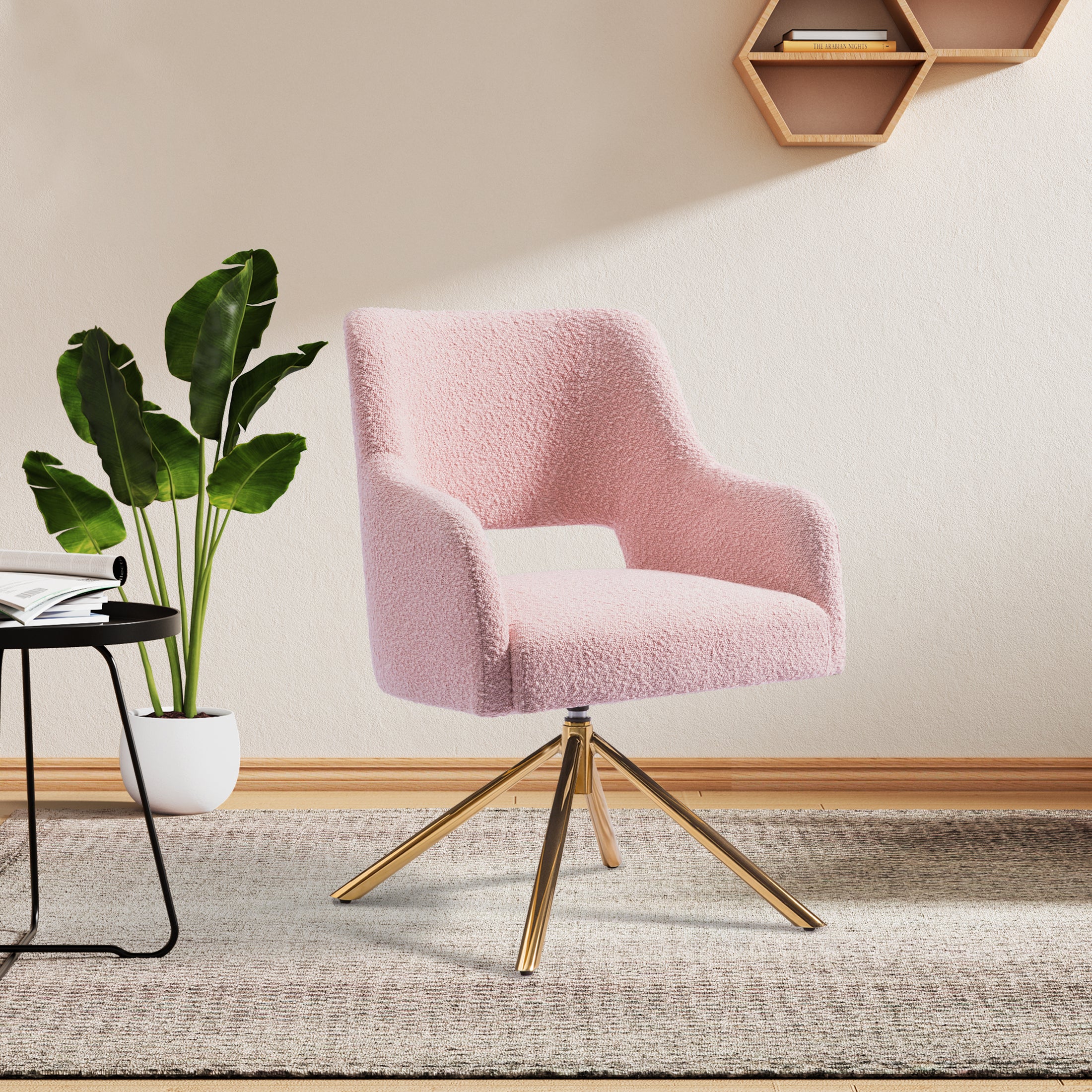 Amélie Mid-Century Modern Wide Boucle Swivel Accent Arm Chair (Set of 4)