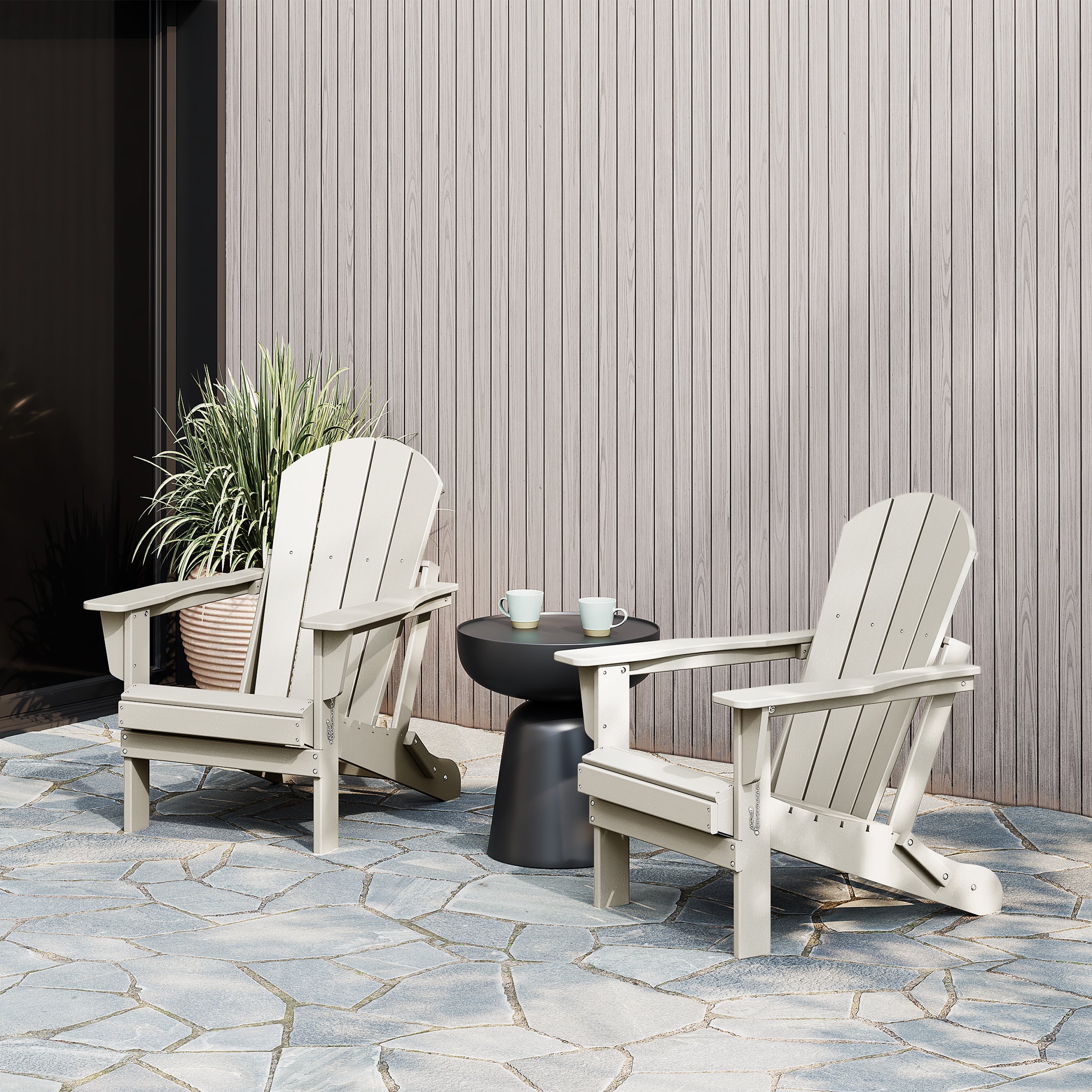 Paradise Westintrends 2 piece set outdoor folding Poly Adirondack chair