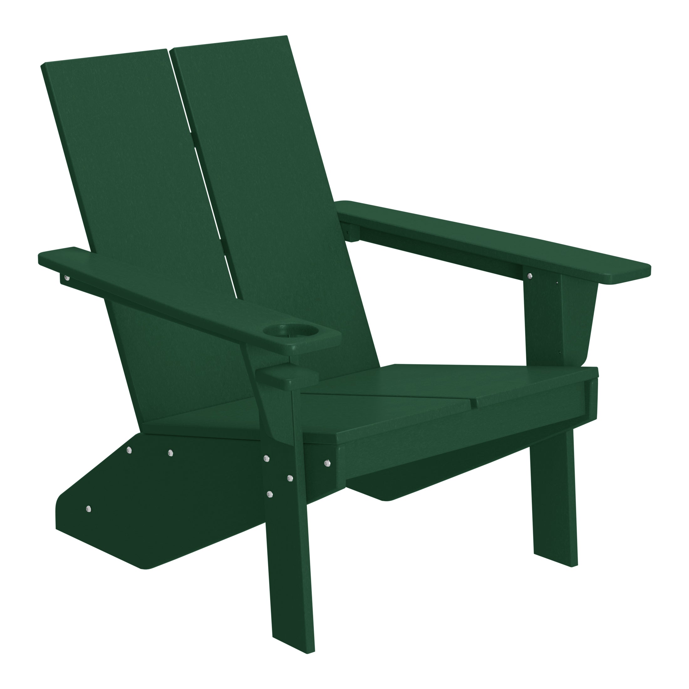 Seaview Outdoor 4-Piece HDPE Modern Adirondack Chairs Set with Folding Patio Ottomans and Cup Holder
