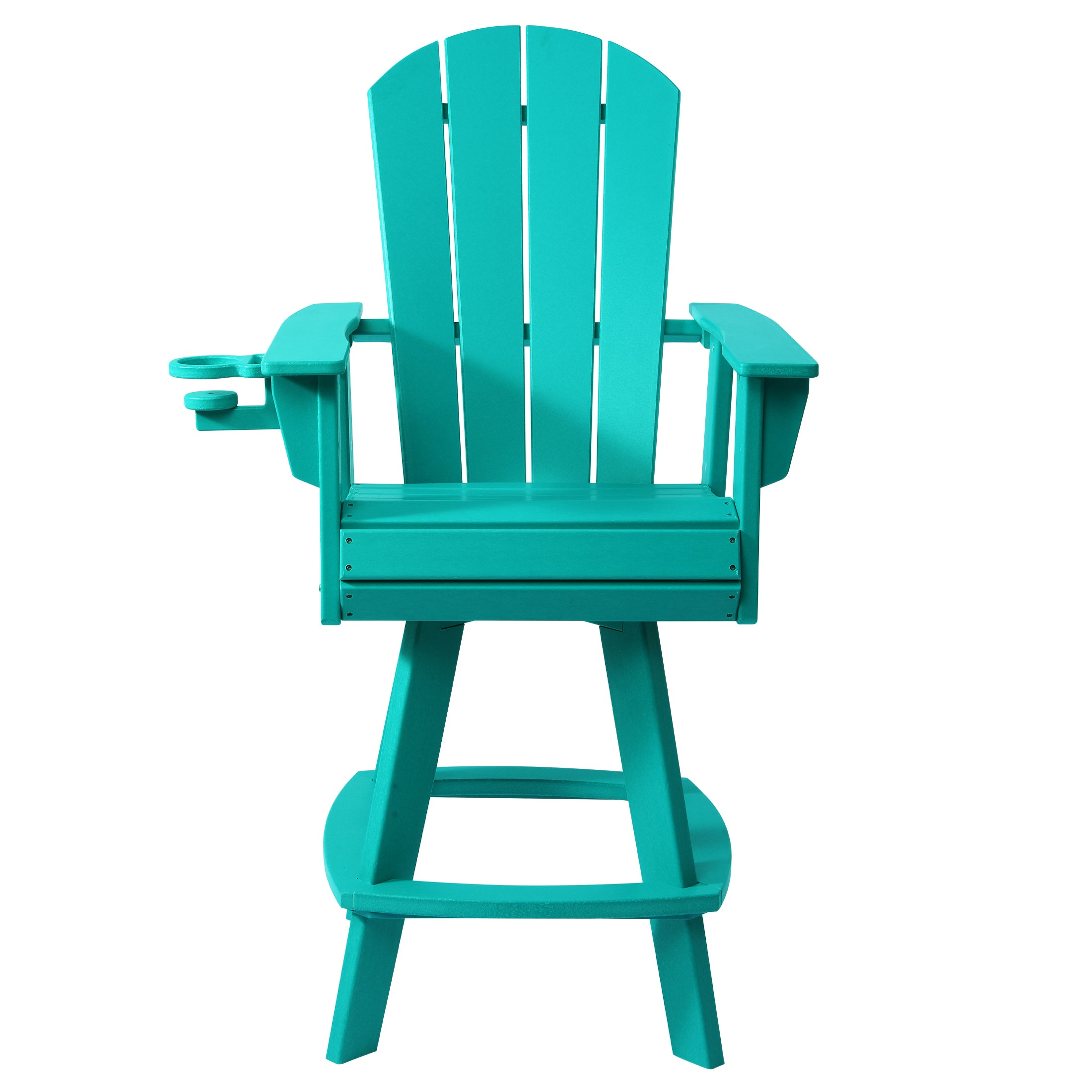 Paradise Outdoor HDPE Swivel Adirondack Bar Height Chair With Cup Holder