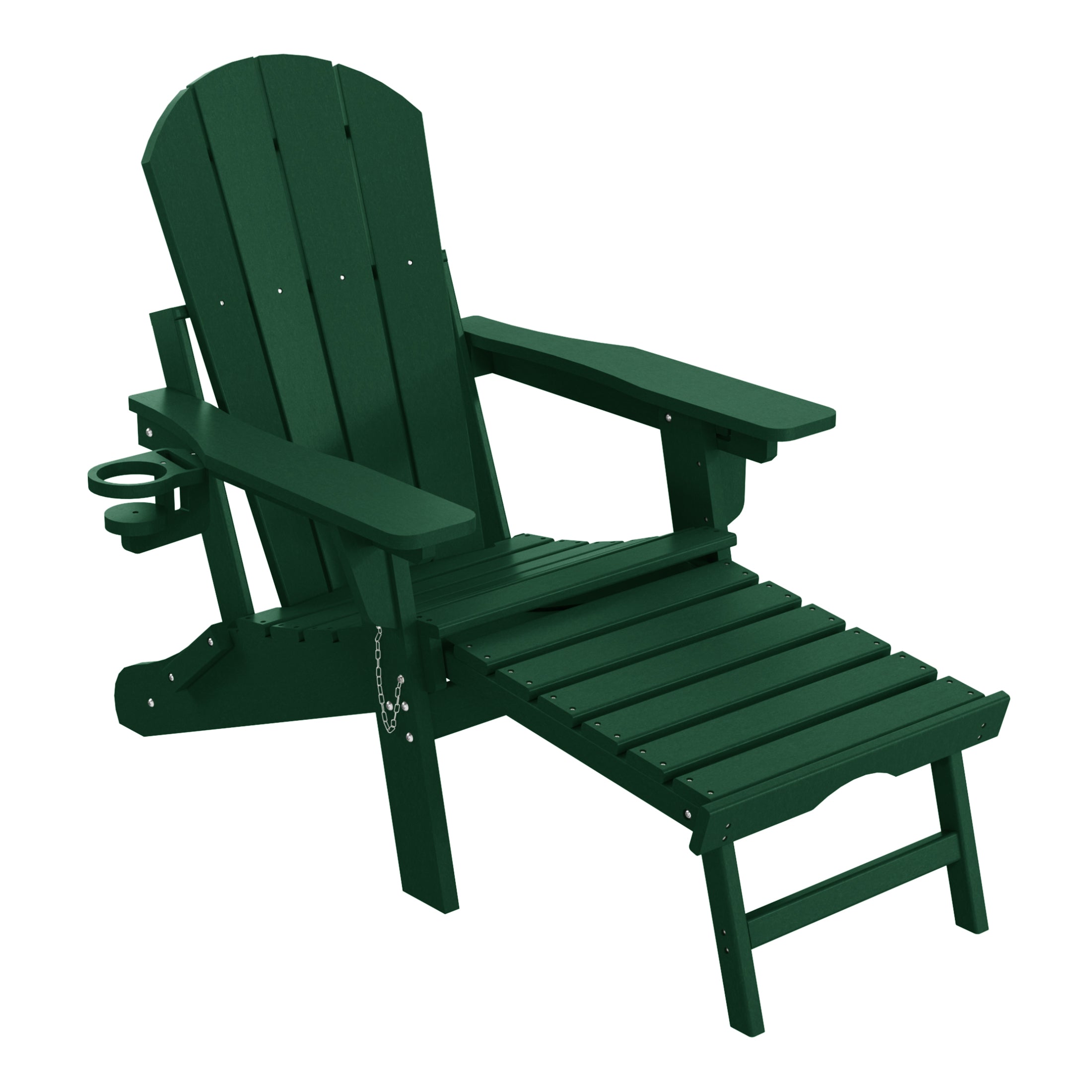 Paradise Folding Adjustable Adirondack Chair with Retractable Ottoman and Cup Holder (Set of 2)