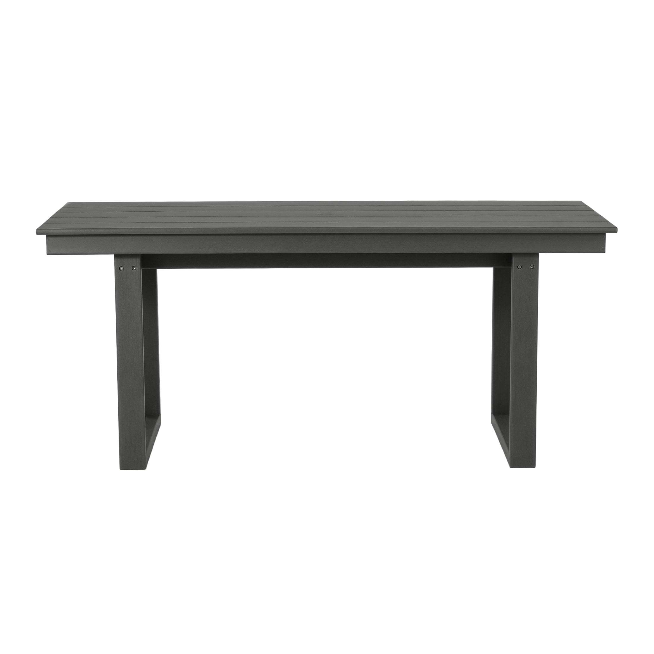 Cambria 68" Outdoor HDPE Modern Rectangular Patio Dining Table With Umbrella Hole