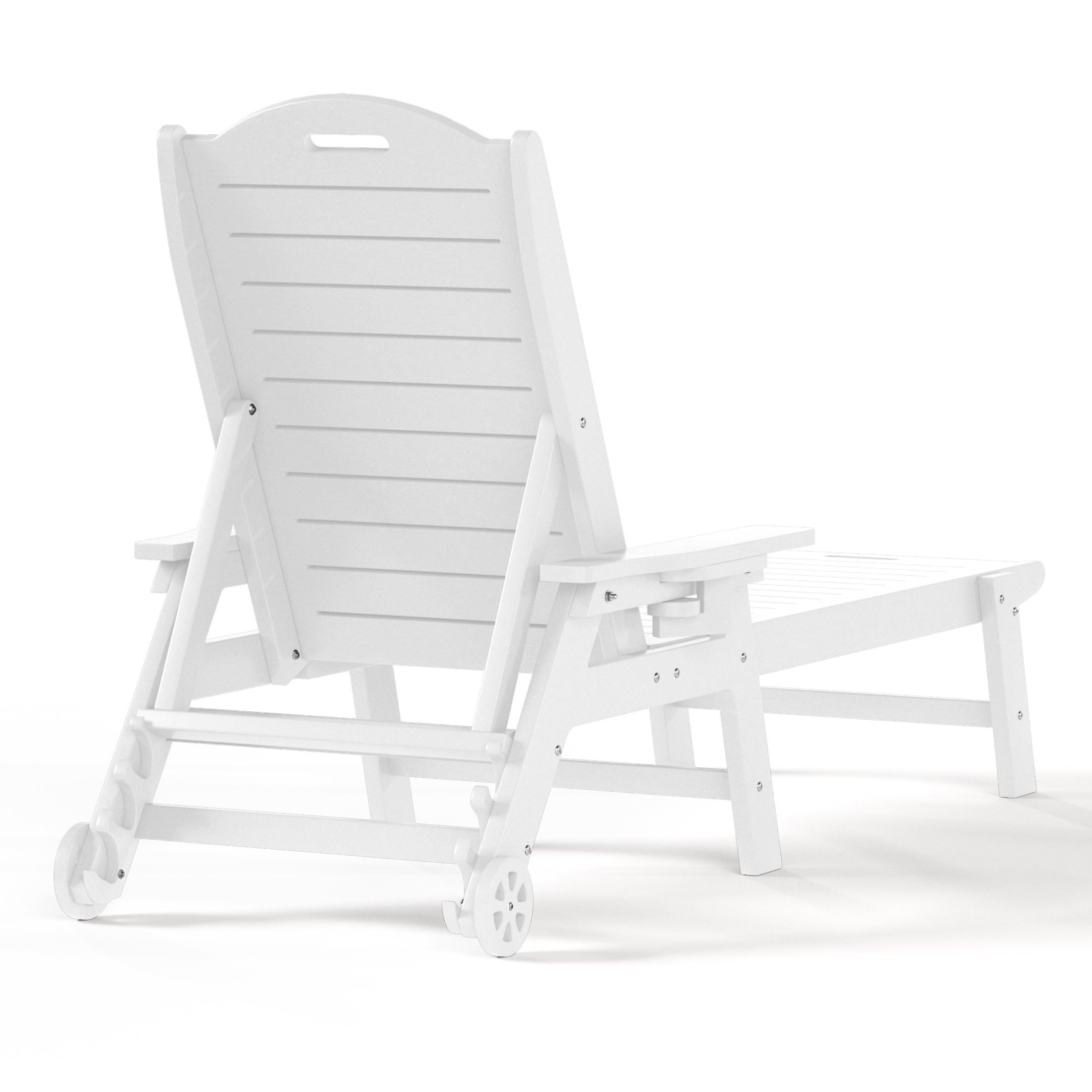 Lago Outdoor HDPE Patio Chaise Lounges With Wheels & Cup Holder (Set of 4)