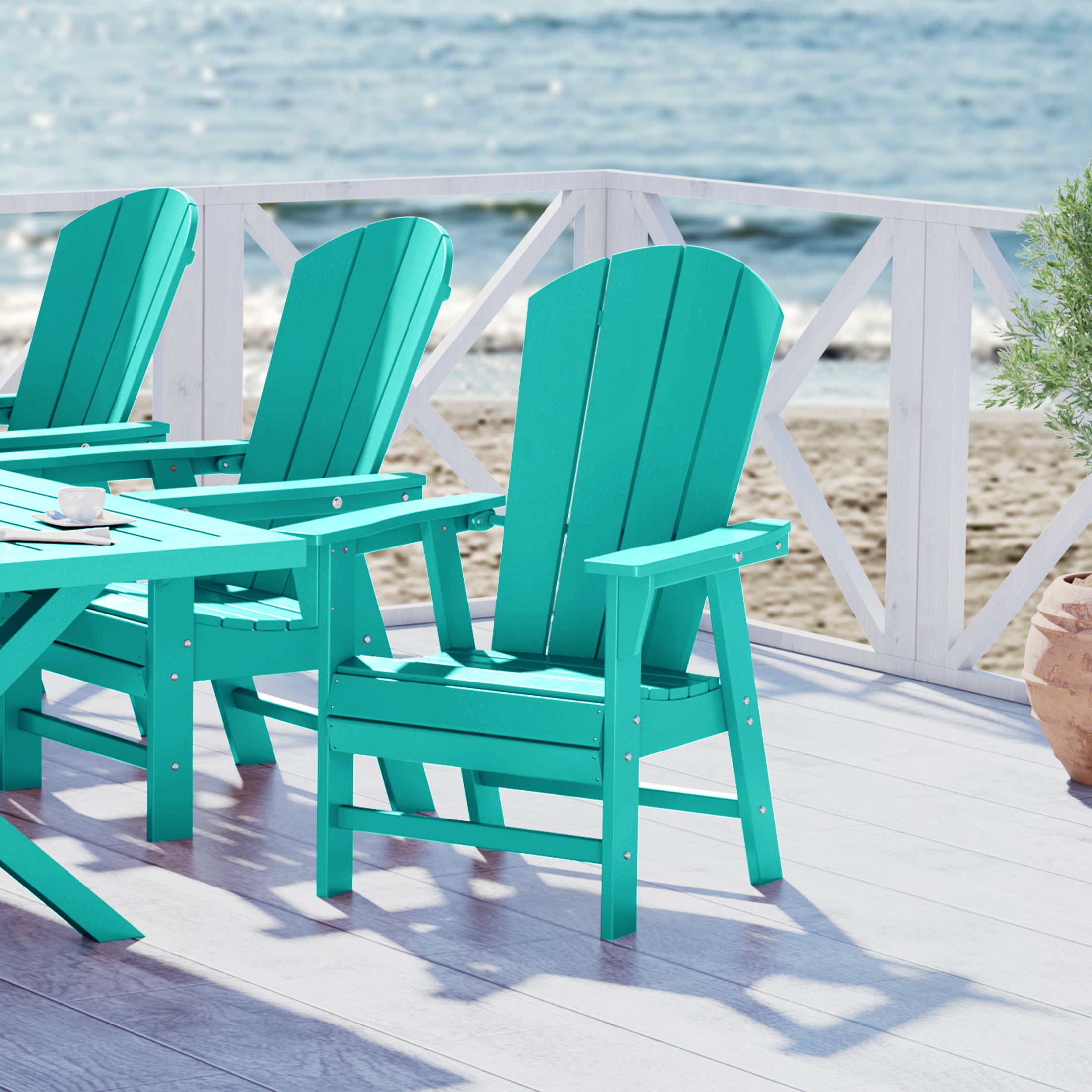 Paradise Malibu Outdoor Patio HDPE Plastic Adirondack Dining Chair