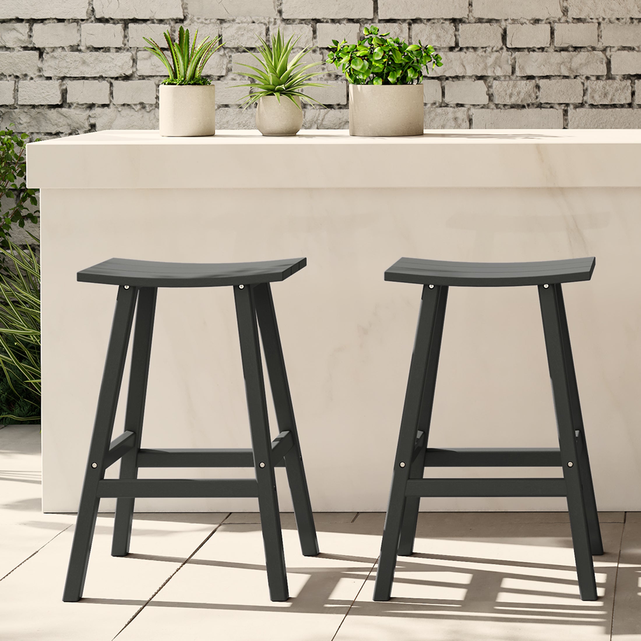 Paradise Westintrends 2 piece set of 29" height Outdoor / Patio Saddle bar stools