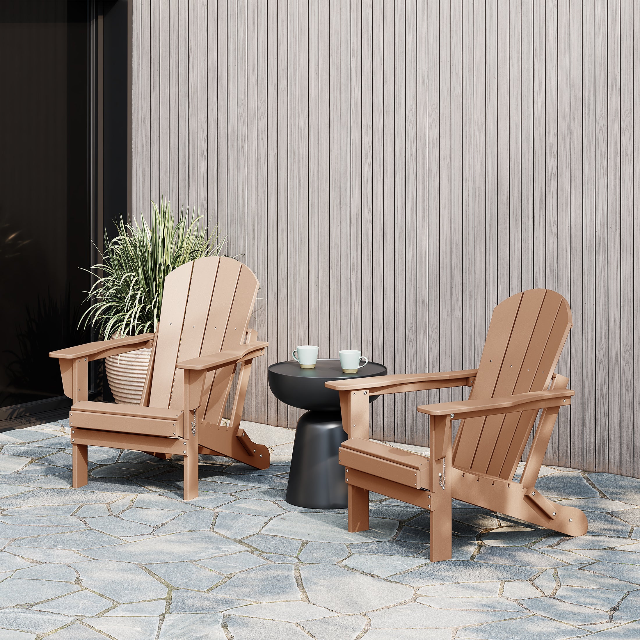 Paradise Westintrends 2 piece set outdoor folding Poly Adirondack chair