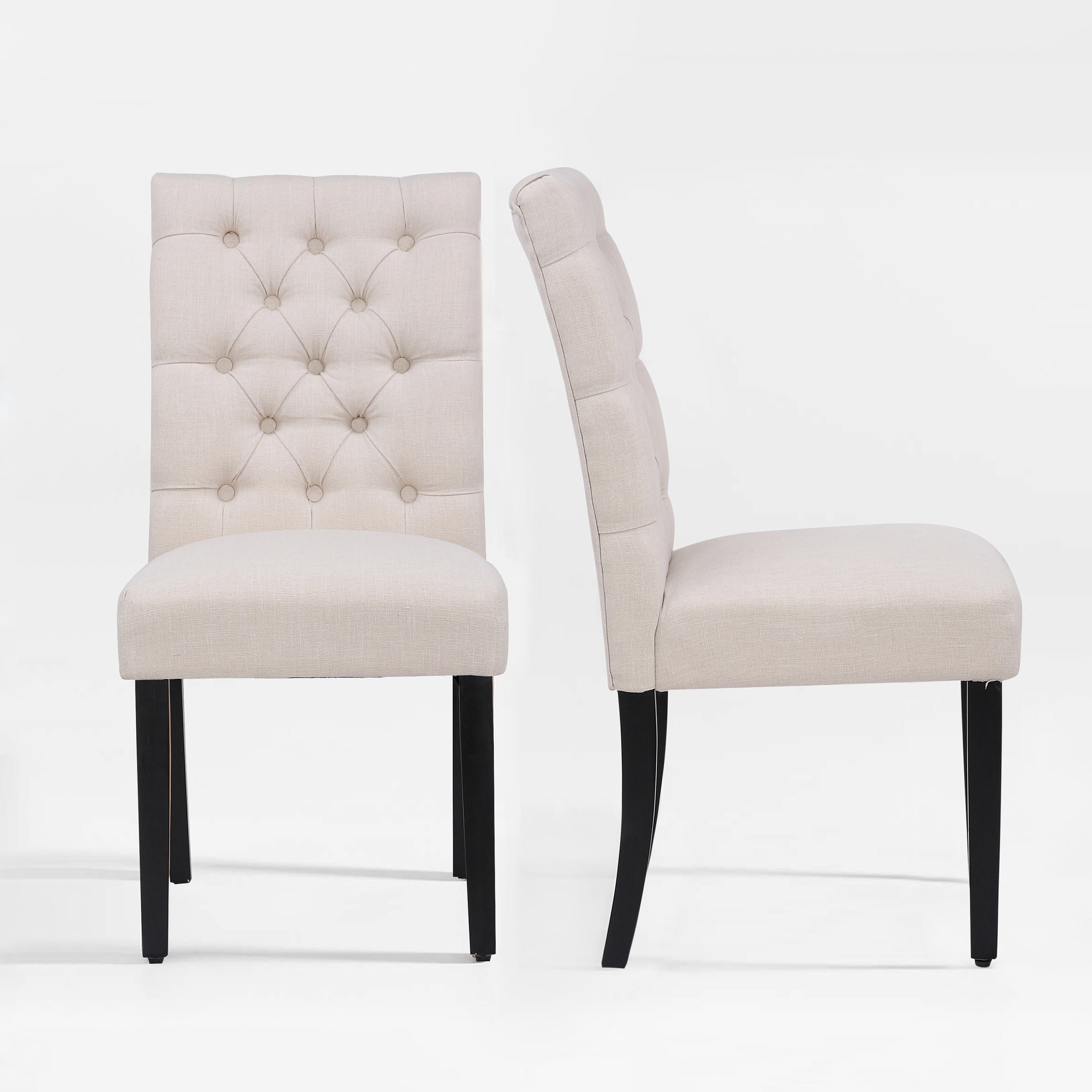 Bellmount Linen fabric tufted upholstered side chairs ( 2 piece set )